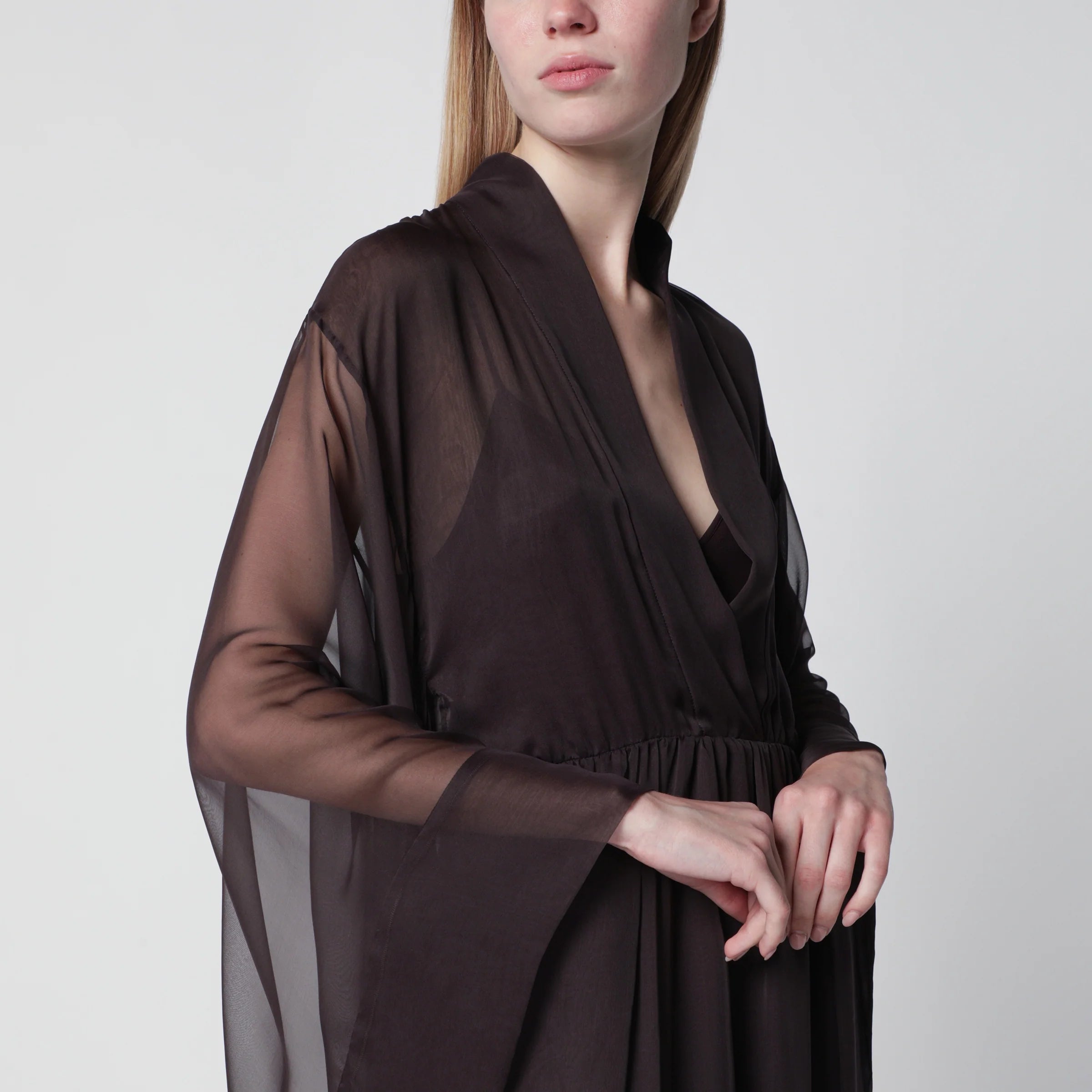 Alberta Ferretti Long brown silk dress