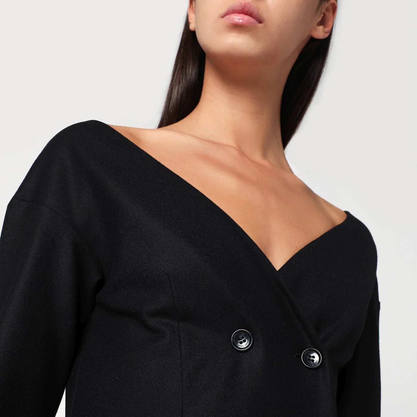 Alberta Ferretti Black wool V-neck jacket