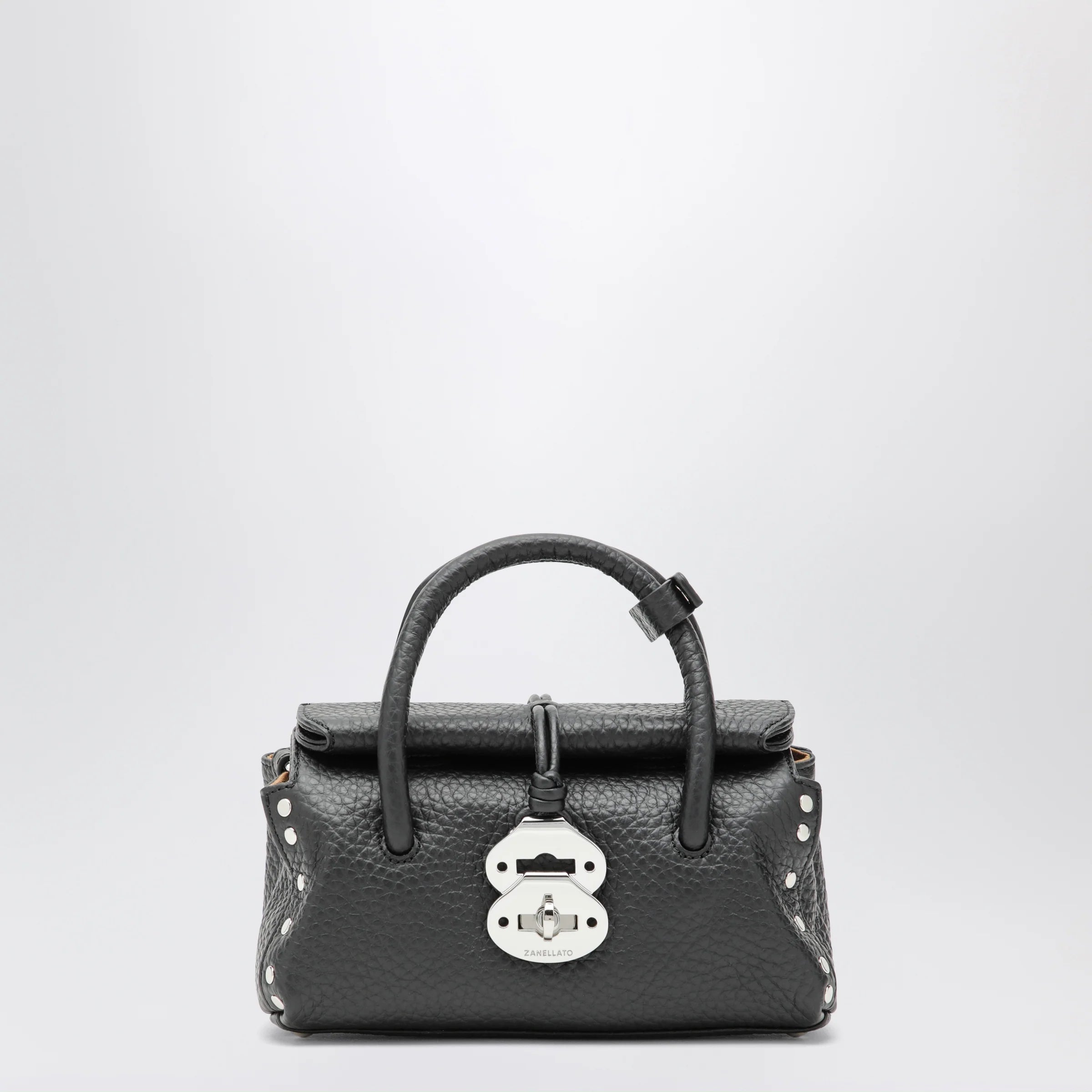 Zanellato Dotta Baby black grained leather bag