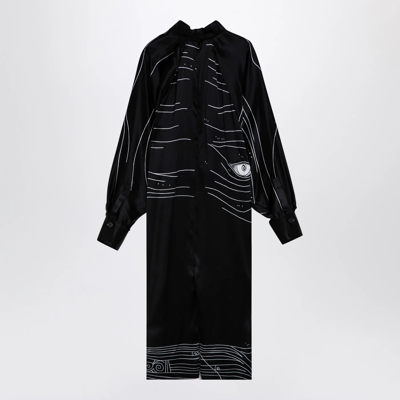 Ferragamo Black silk satin midi dress