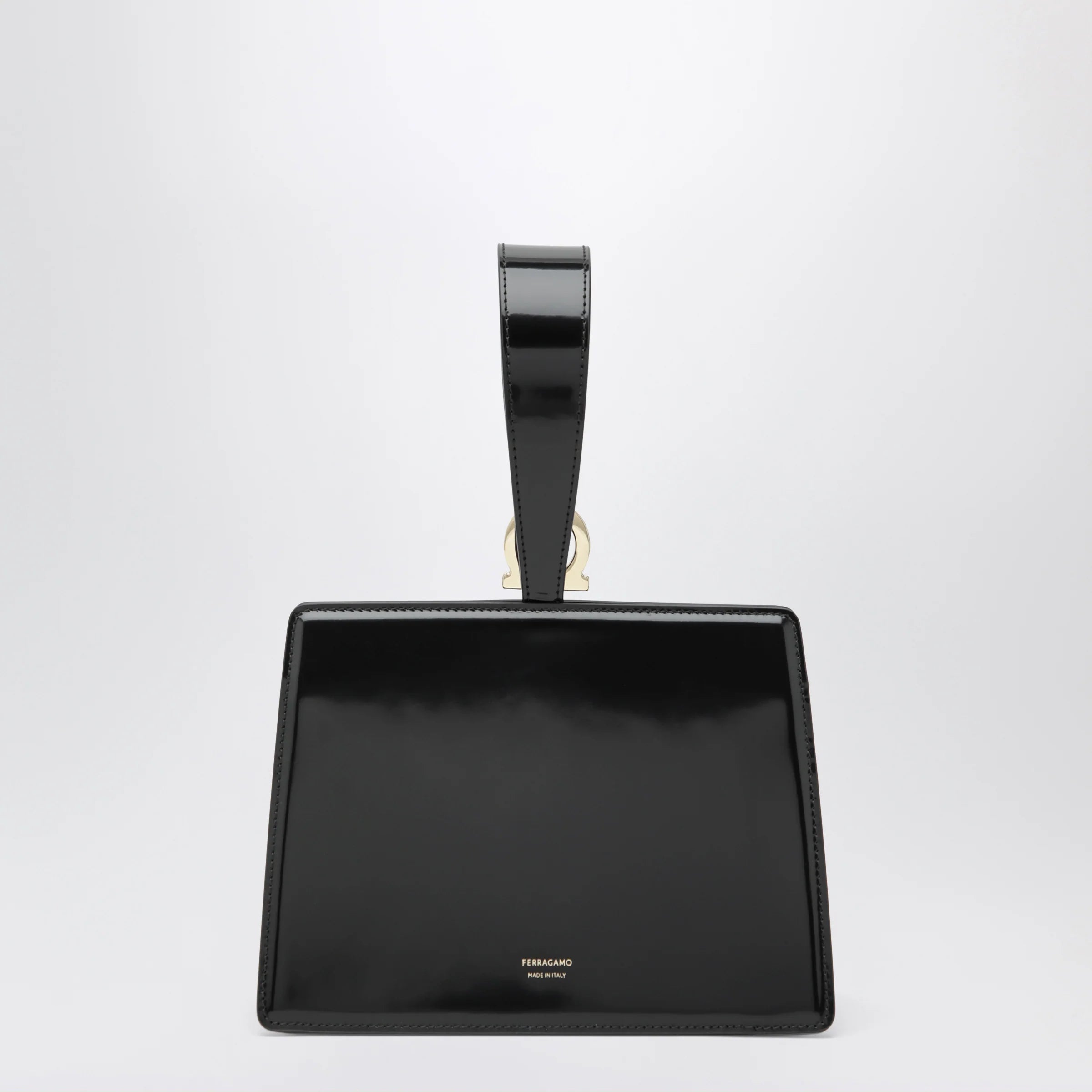 Ferragamo Black double Gancini mini clutch
