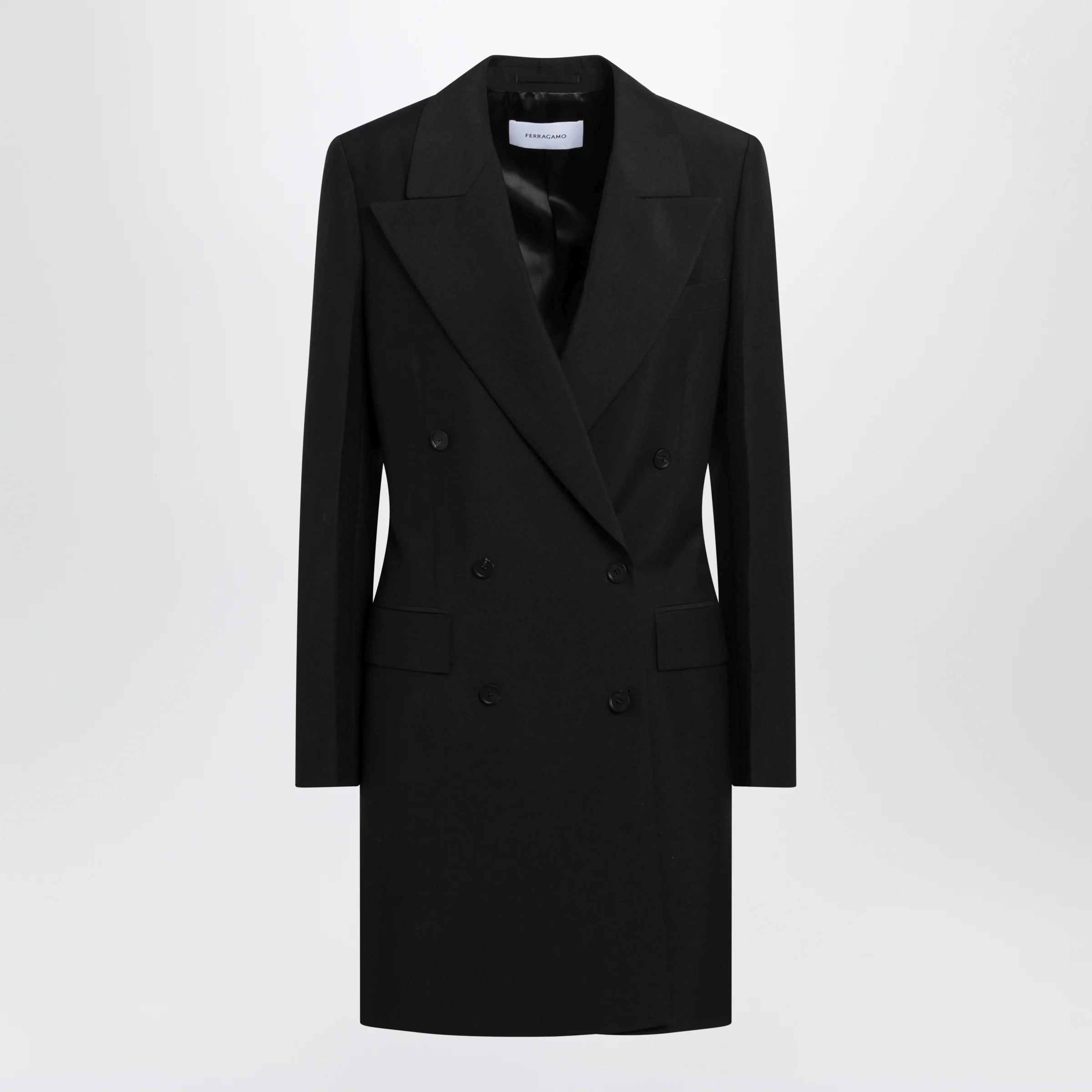 Ferragamo Black double-breasted wool-blend suit