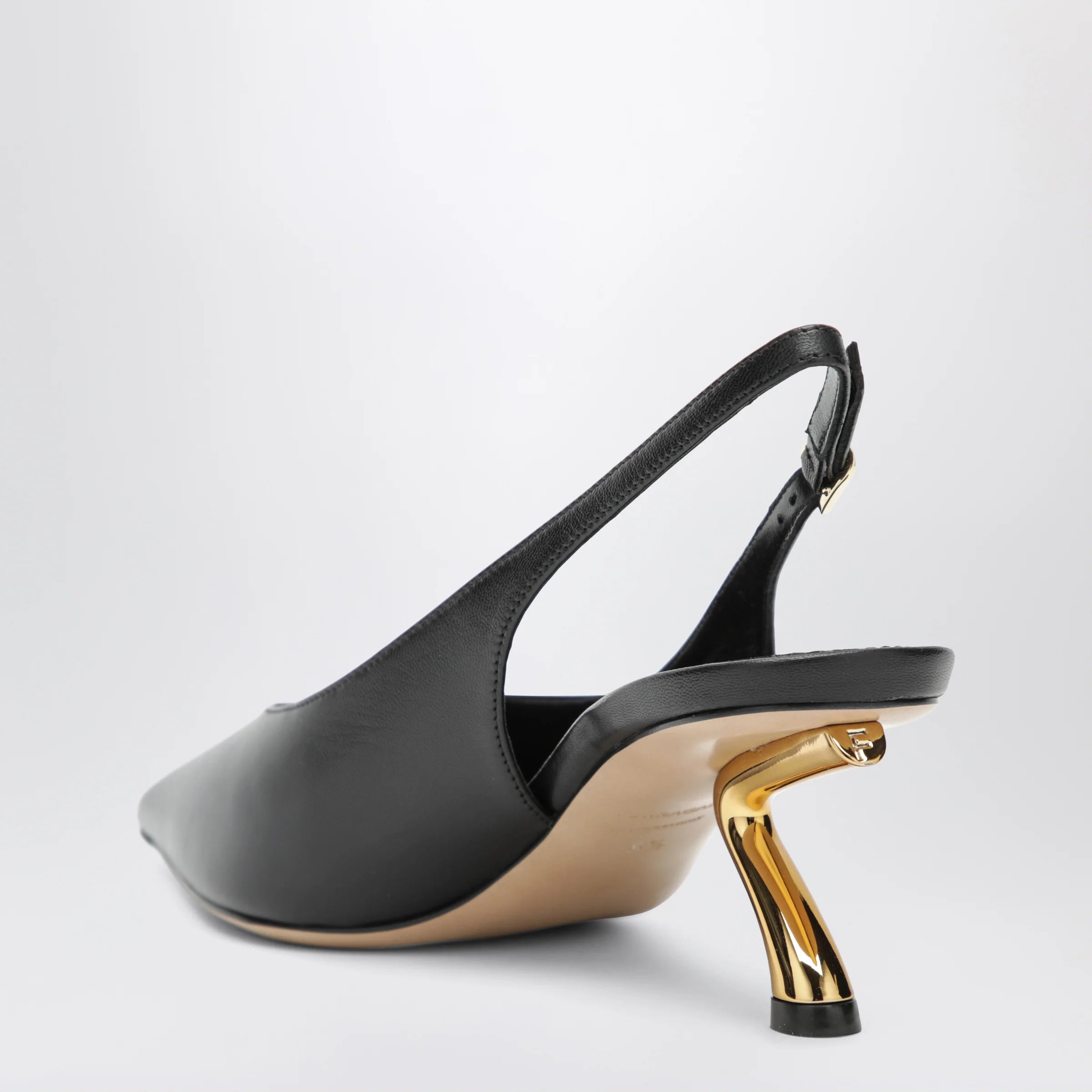 Ferragamo Black slingback with sculptural S heel