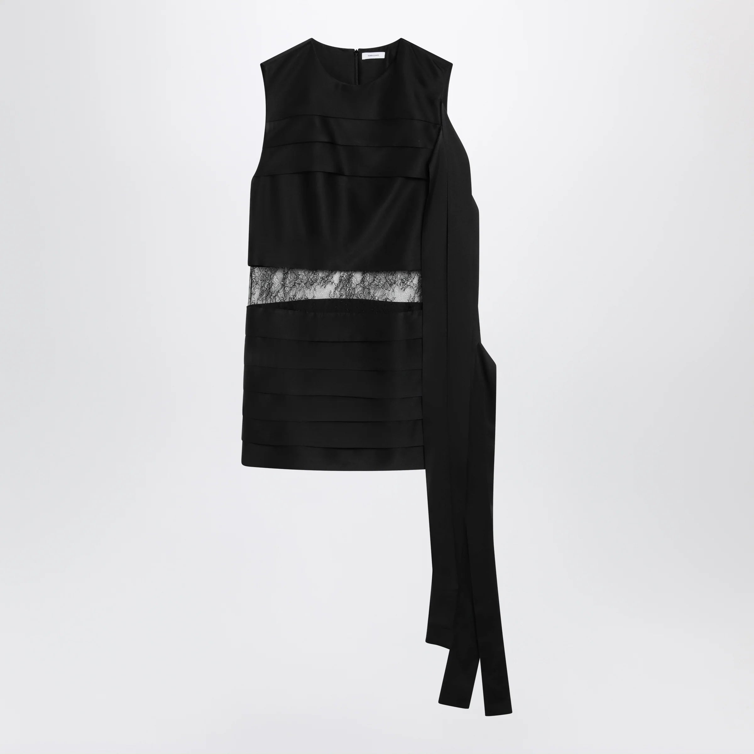 Ferragamo Black mini dress with lace