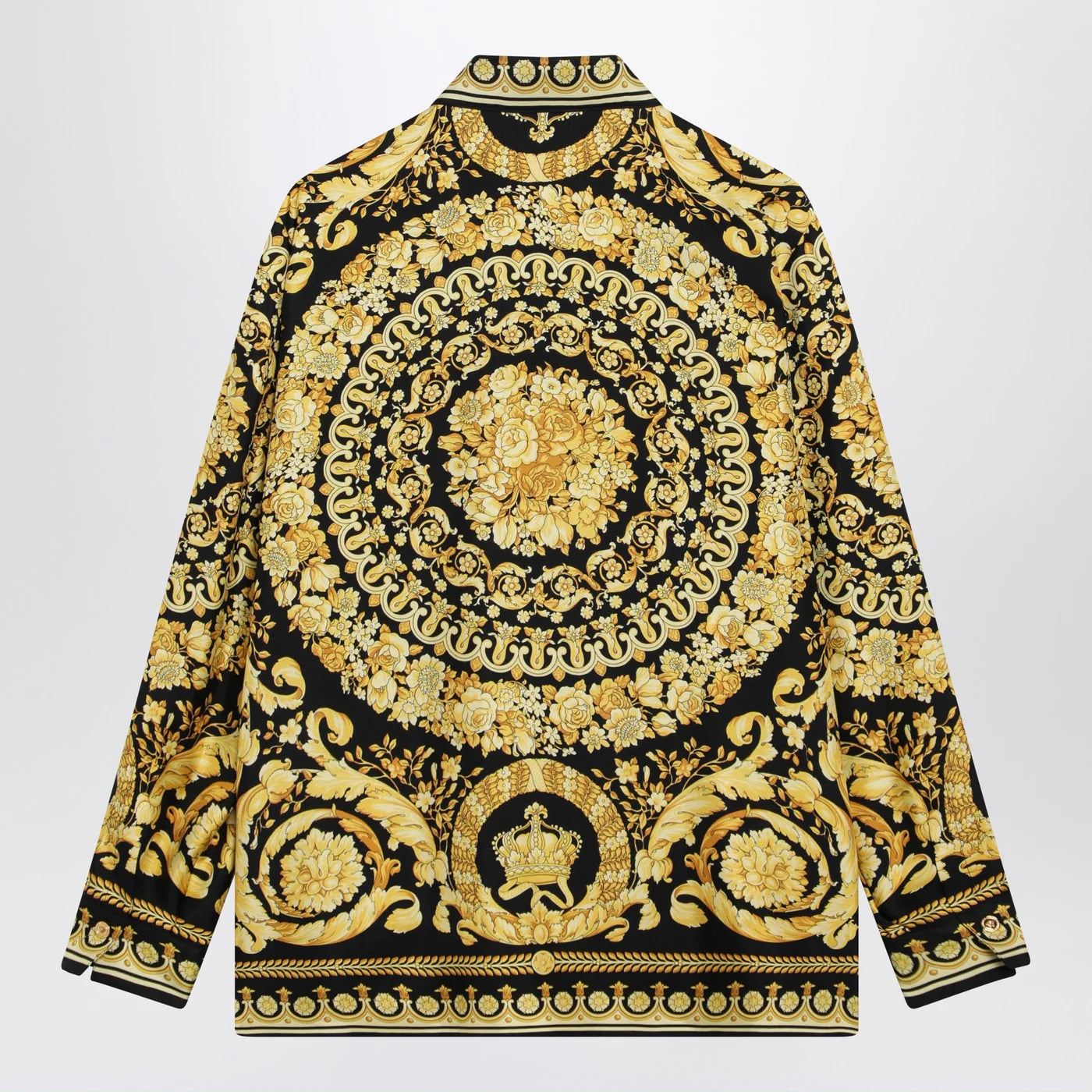 Versace Black and gold printed silk twill shirt