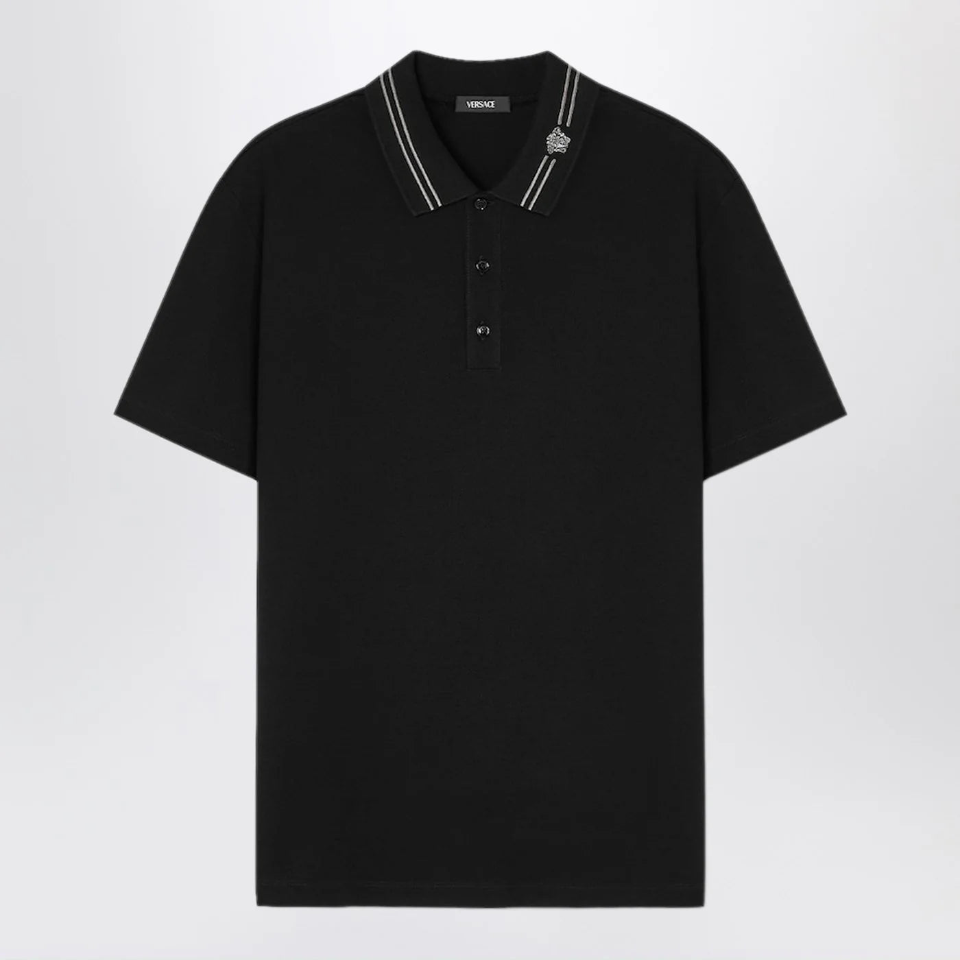 Versace Black polo shirt with Medusa embroidery