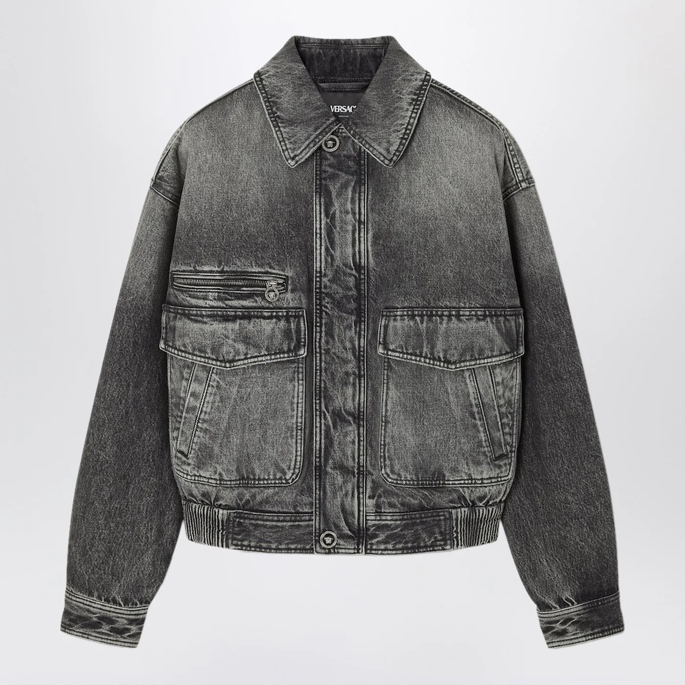 Versace Grey denim blouson jacket