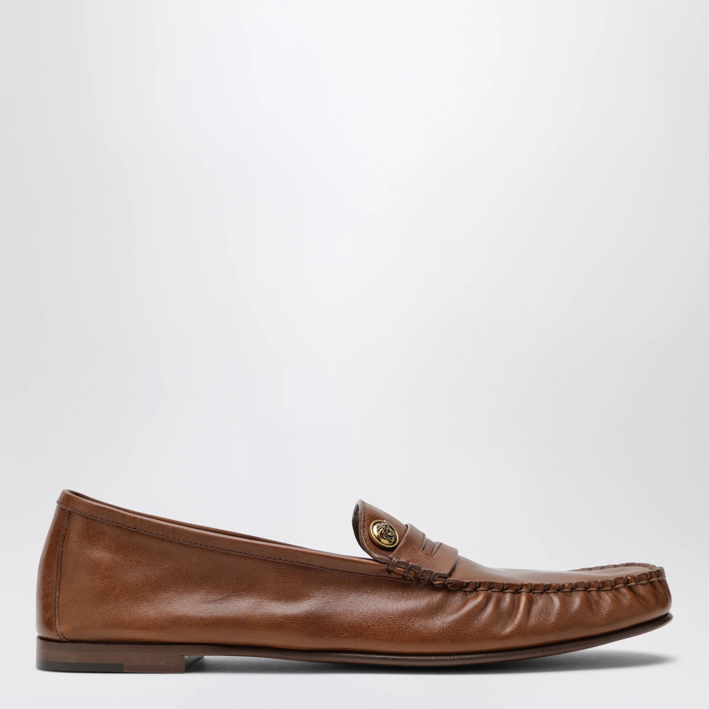 Versace Brown Guanto loafers in calf leather