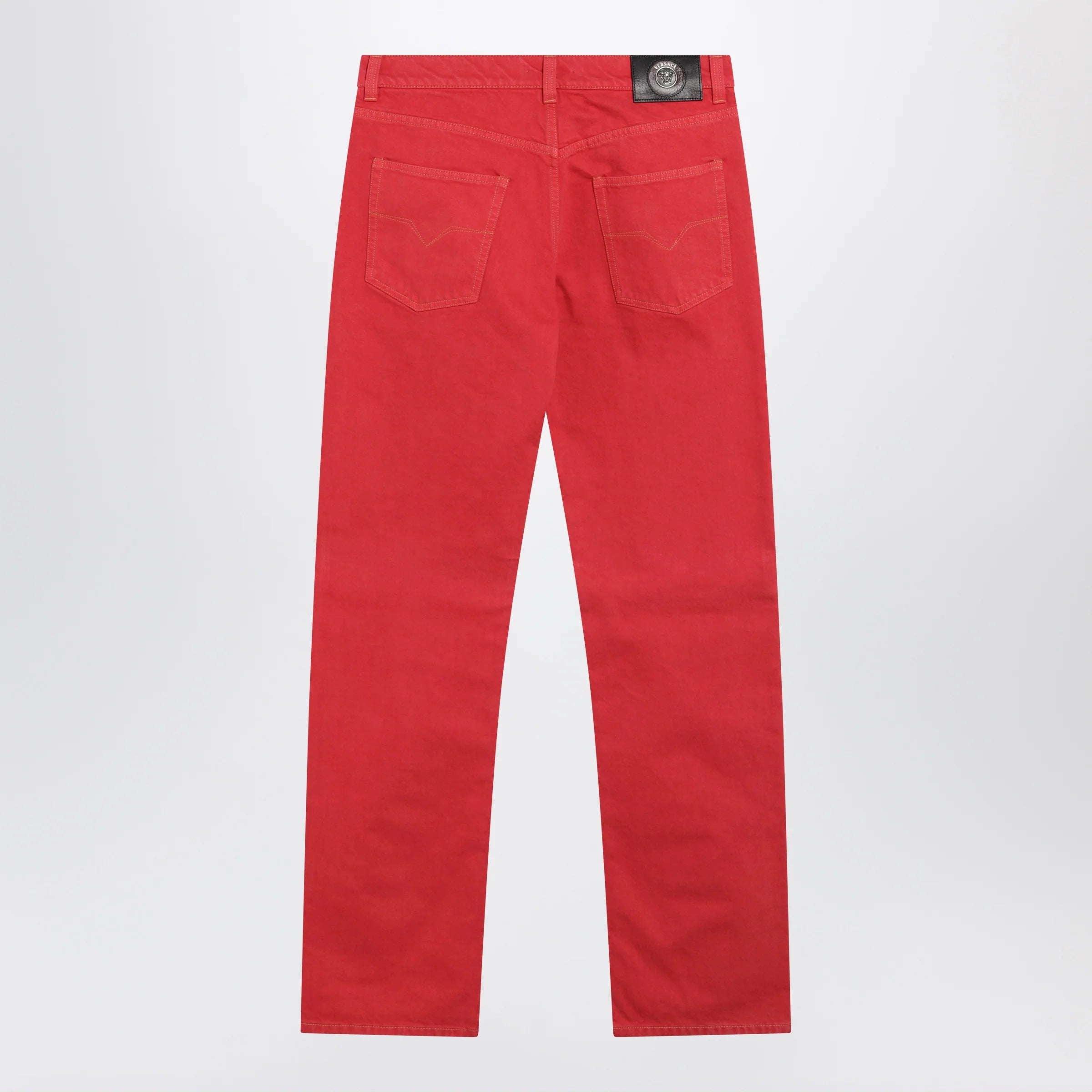 Versace Straight-leg cotton denim jeans in red