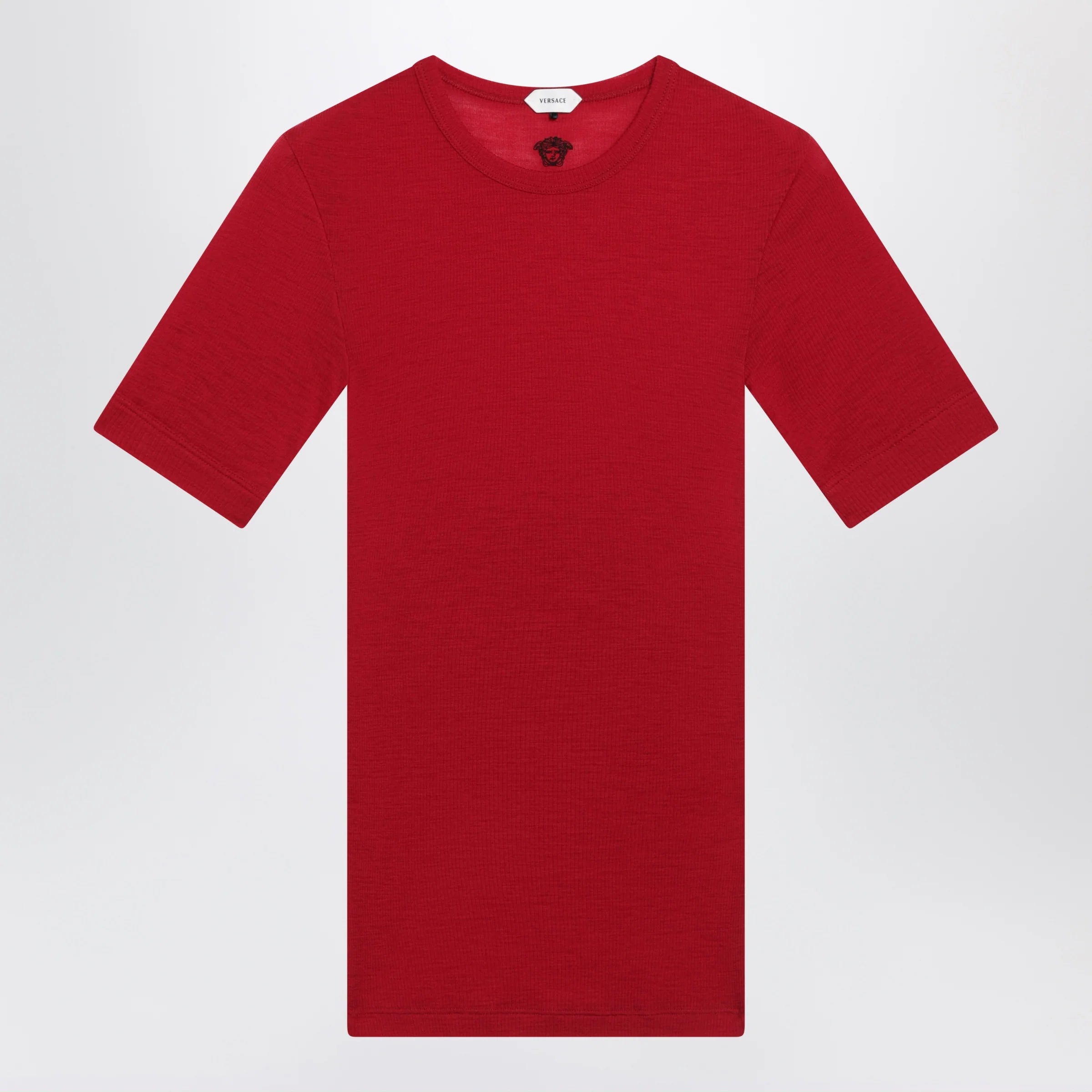 Versace Red wool T-shirt with embroidered logo