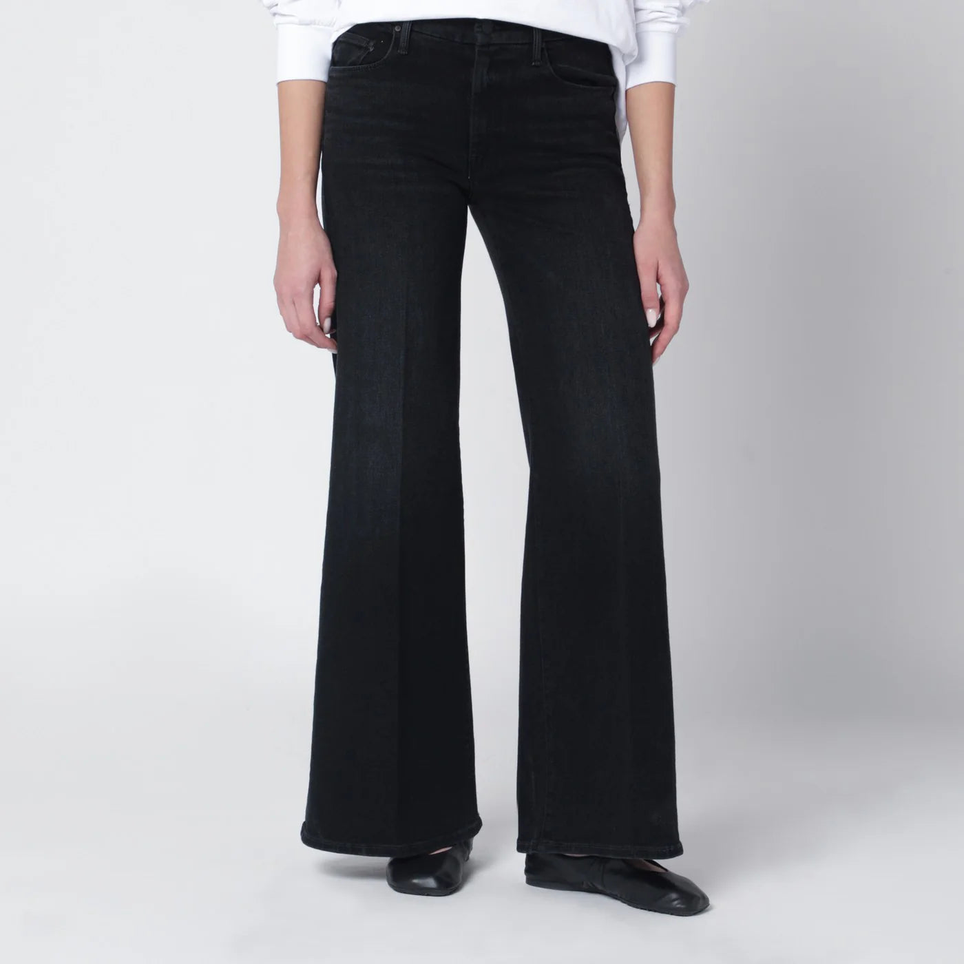 Mother Black flared Spiked Hair jeans