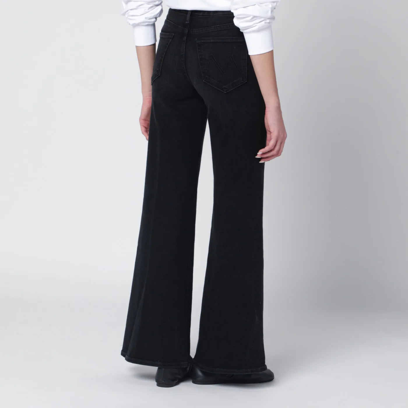 Mother Black flared Spiked Hair jeans