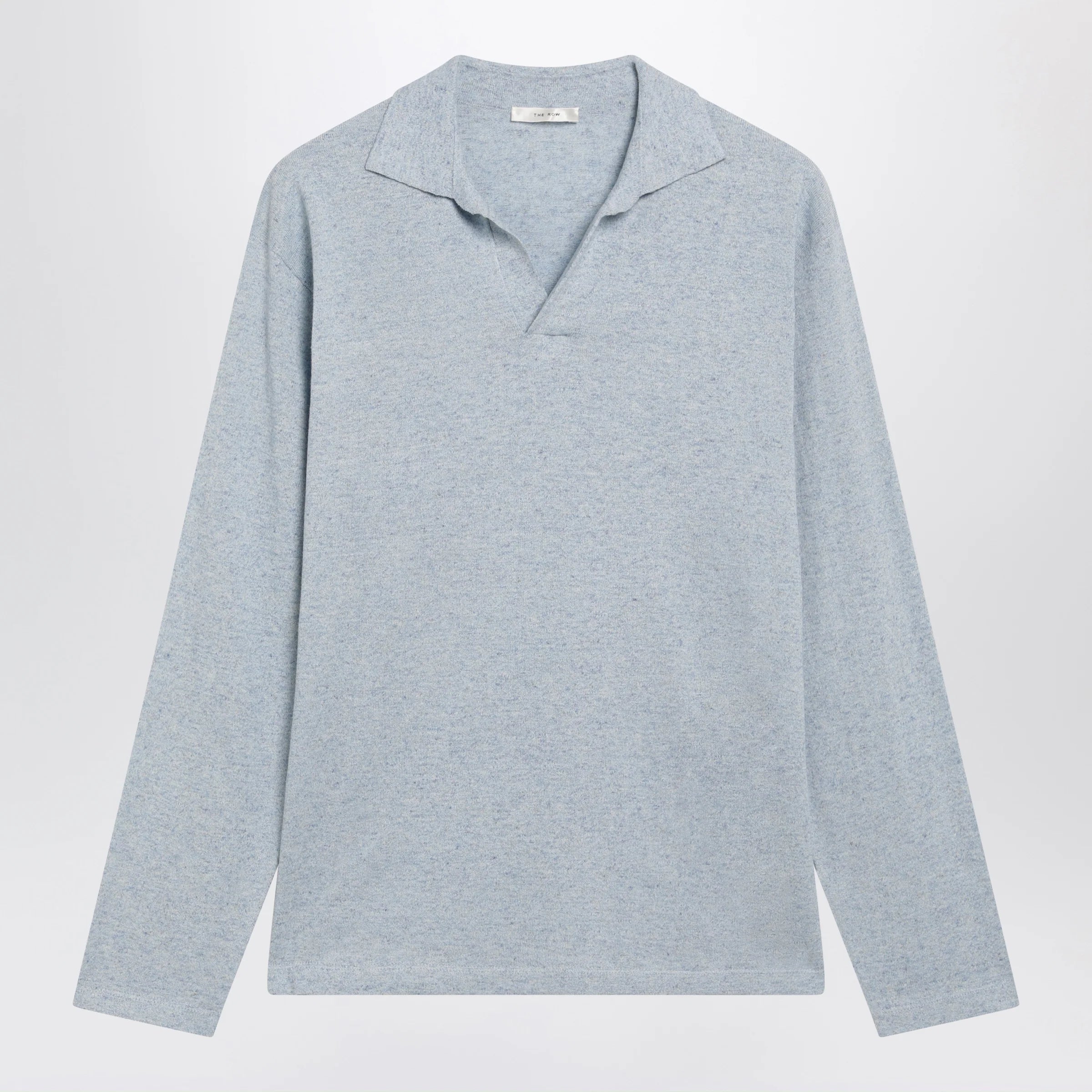 The Row Niosa oversized cotton-linen polo in ice blue