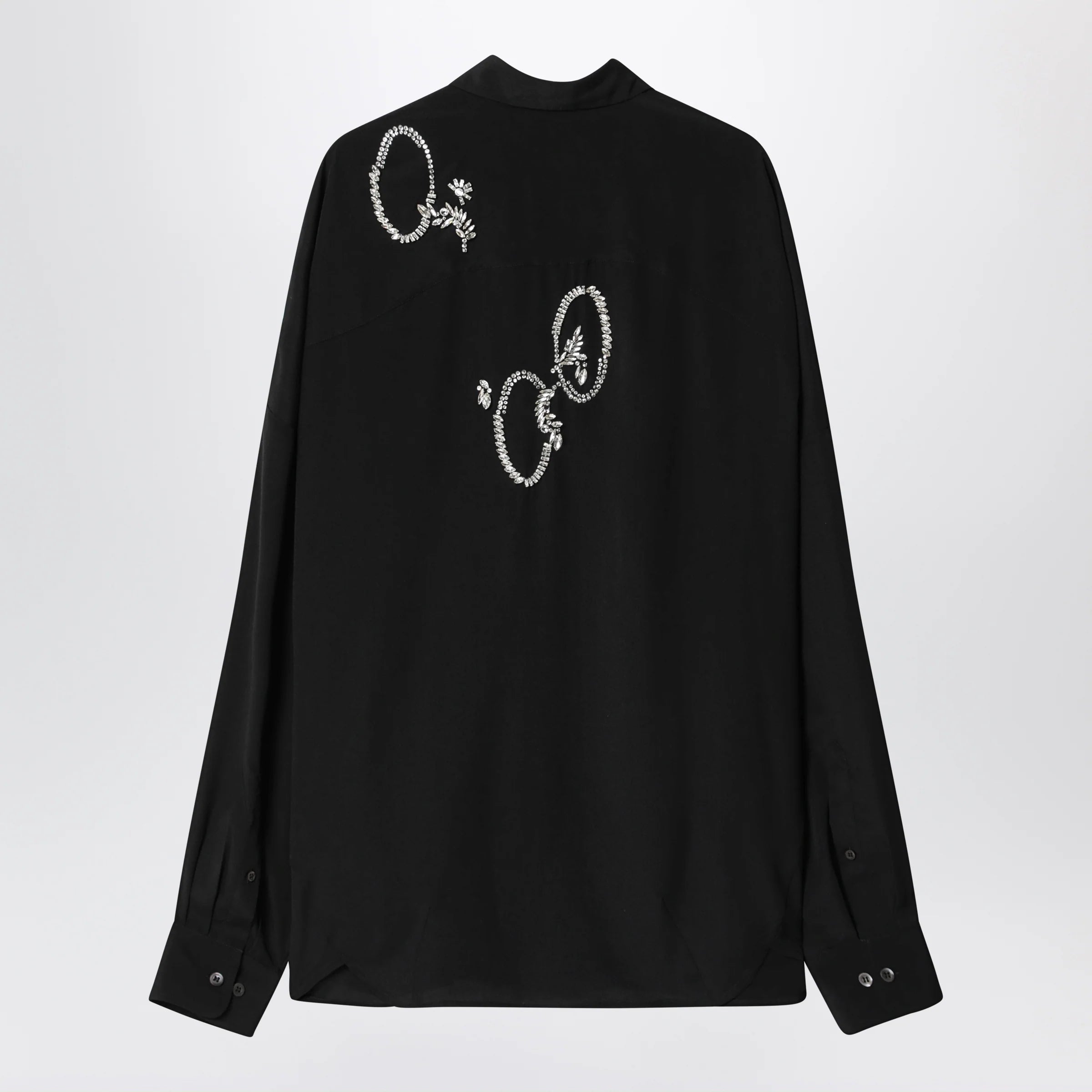 Dries Van Noten Black shirt with sequin embroidery