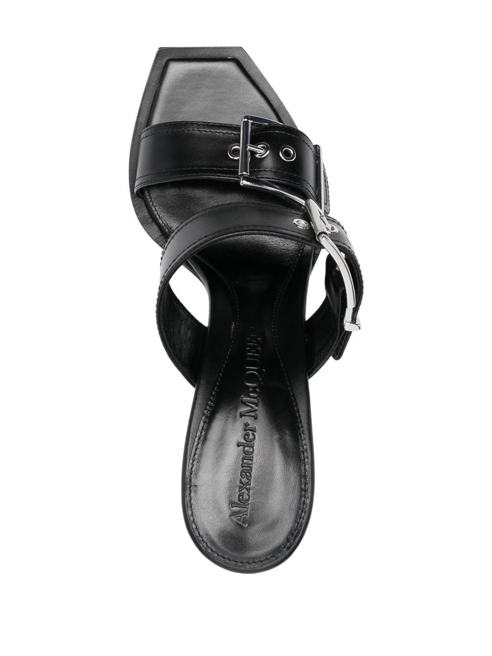 Sandale prej lëkure Alexander McQueen me rrip dhe thembër 100mm