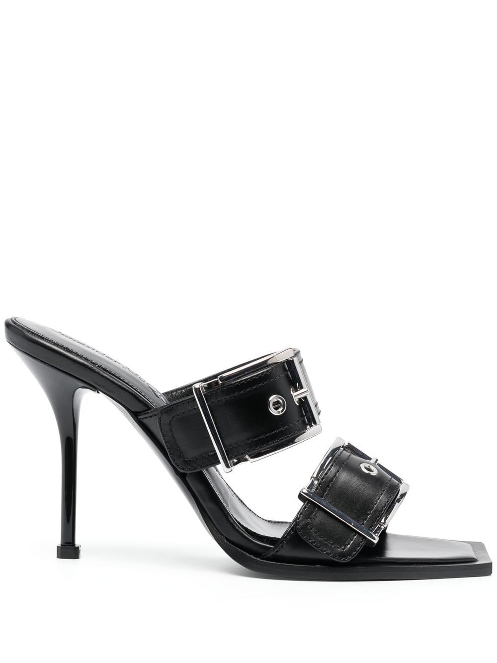 Sandale prej lëkure Alexander McQueen me rrip dhe thembër 100mm