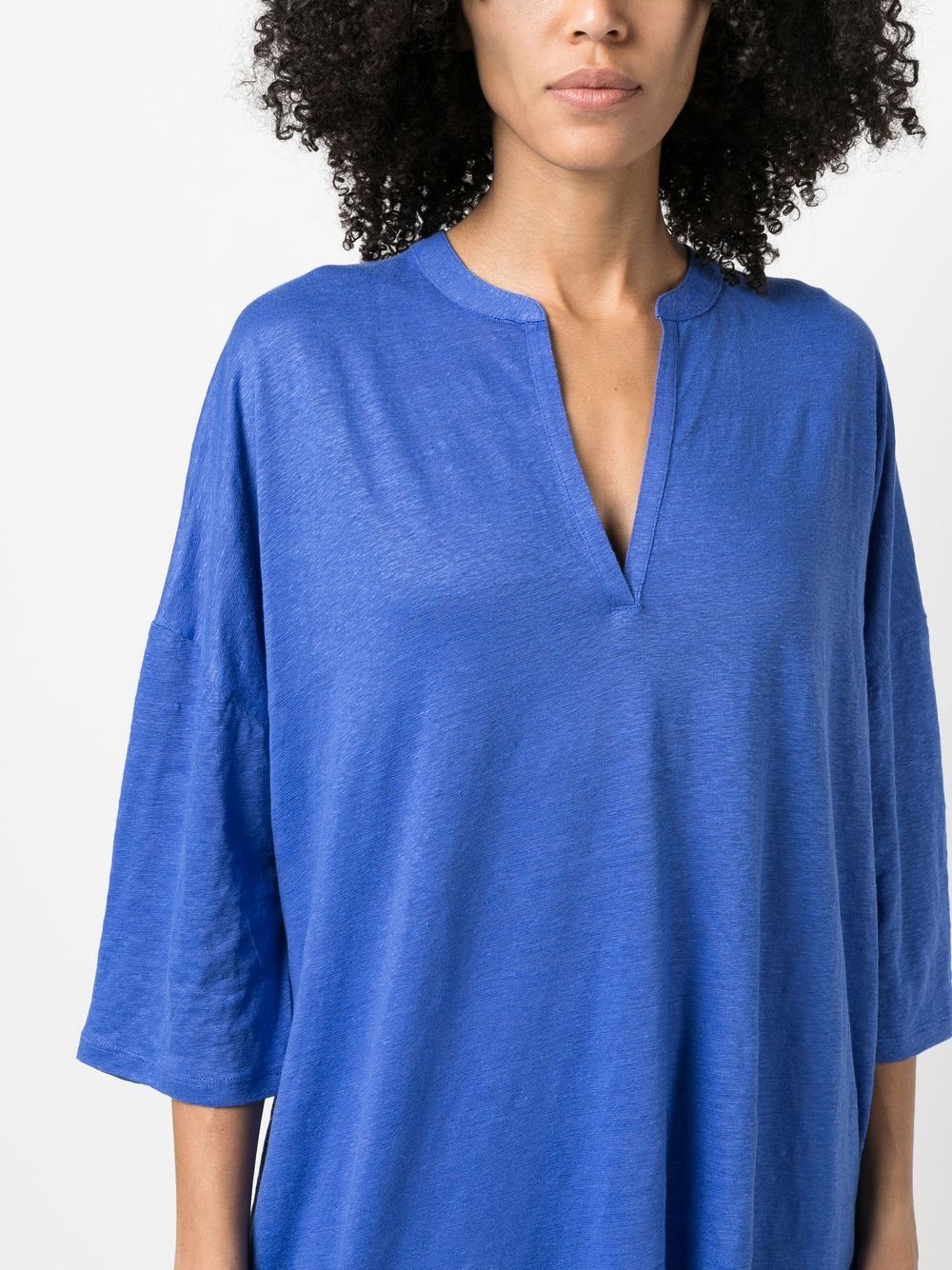 Majestic 3/4 Sleeve Linen Blend Tunic Dress