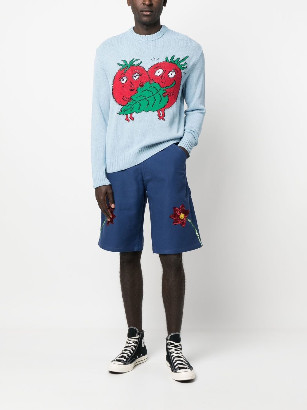 Sky High Farm Workwear Embroidered denim shorts