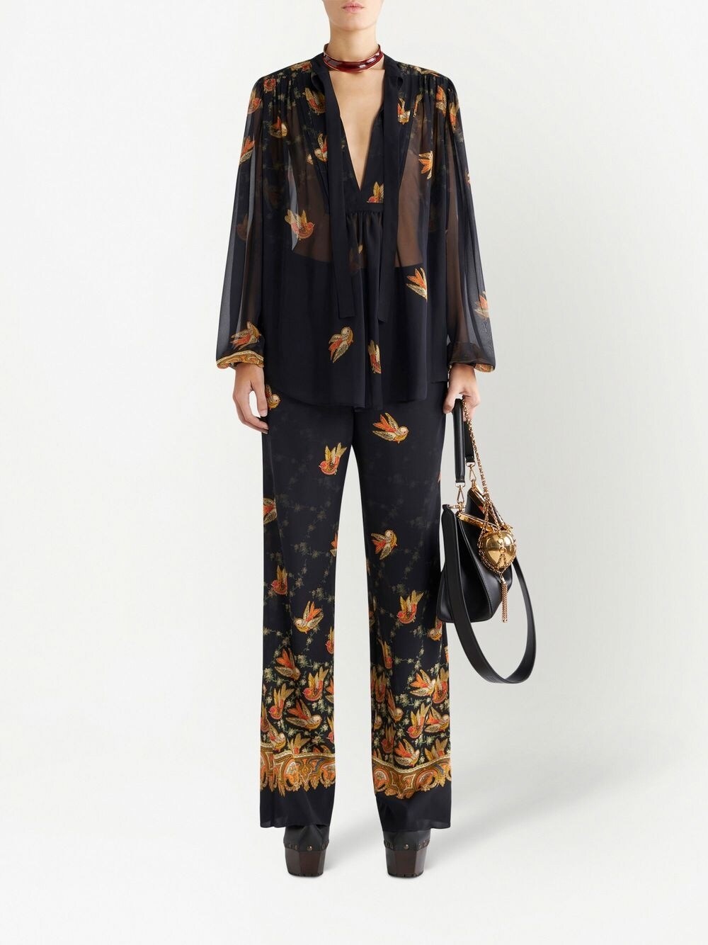 Pantallona të drejta Etro me print paisley