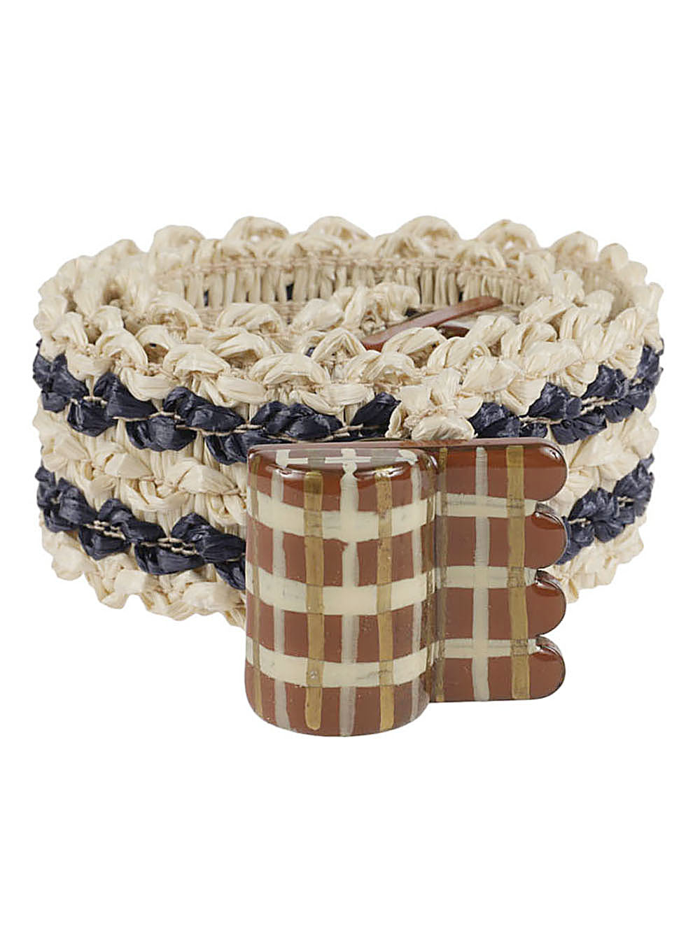 Exquisite J Striped raffia belt