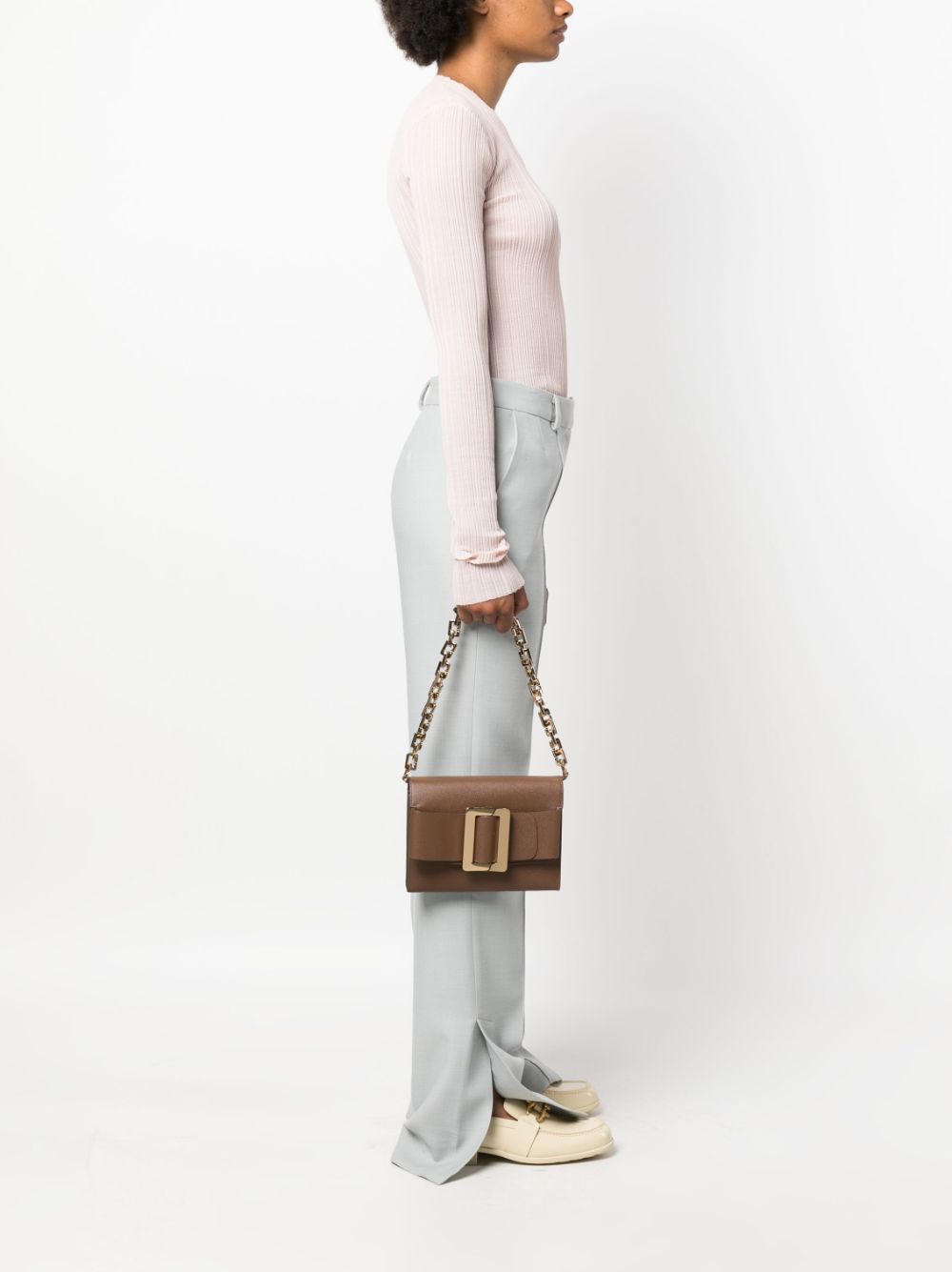 Çantë dore Boyy Buckle Travel Case prej lëkure Epsom