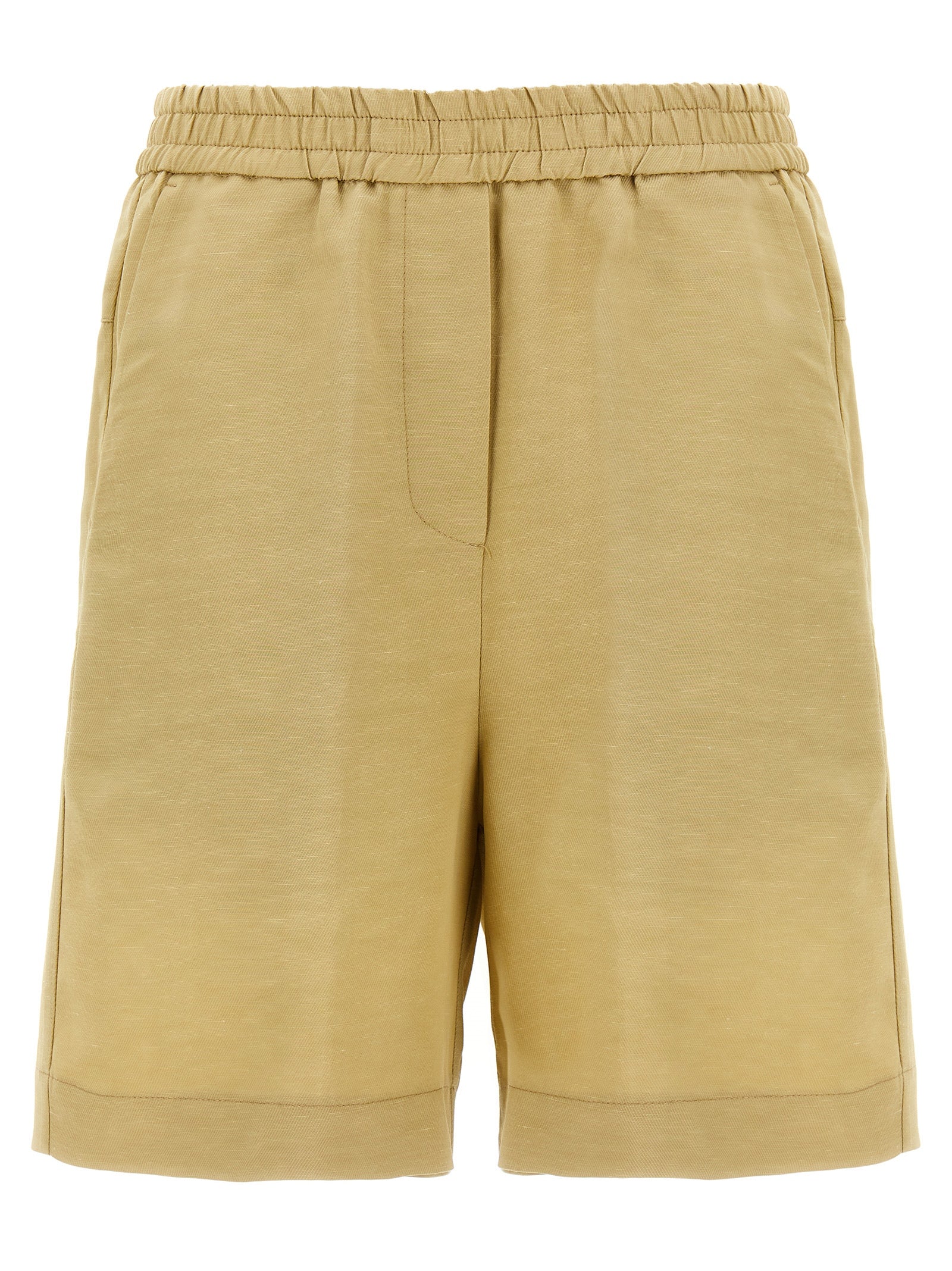 Nude Linen Bermuda Shorts