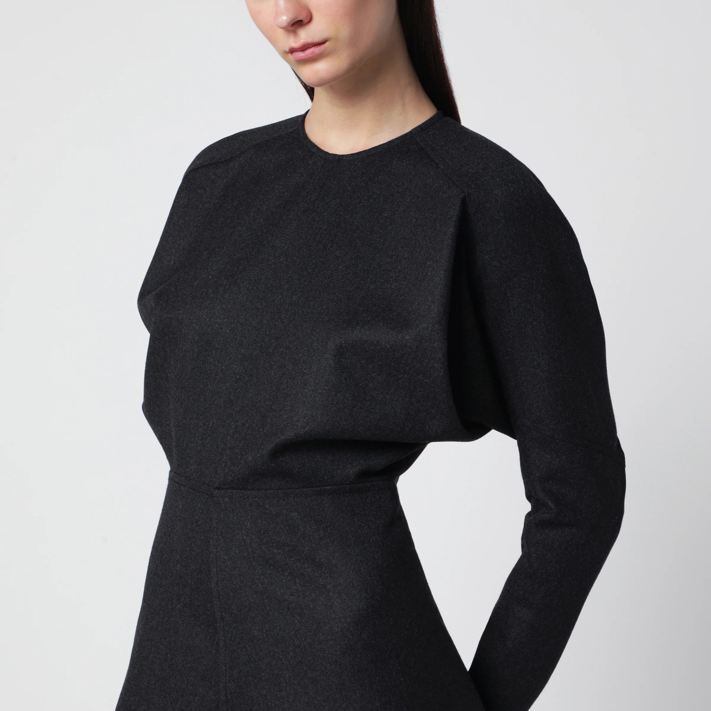 Victoria Beckham Doman virgin wool dress in dark grey mélange