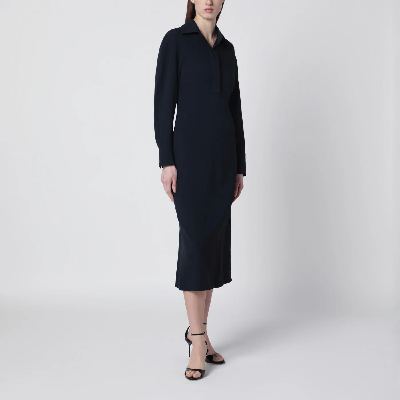 Victoria Beckham Navy blue midi shirt dress