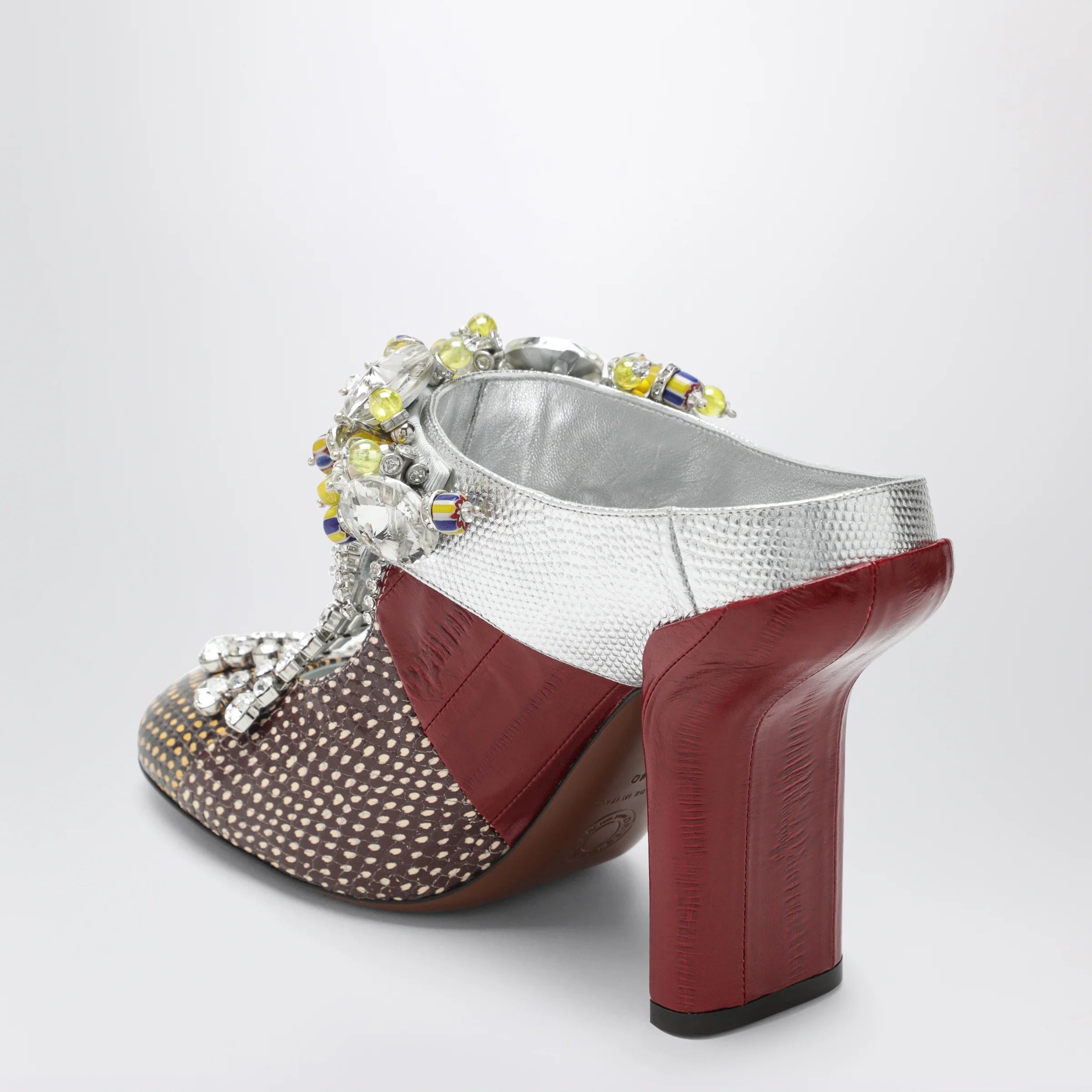 Dries Van Noten Patchwork leather mules with decoration