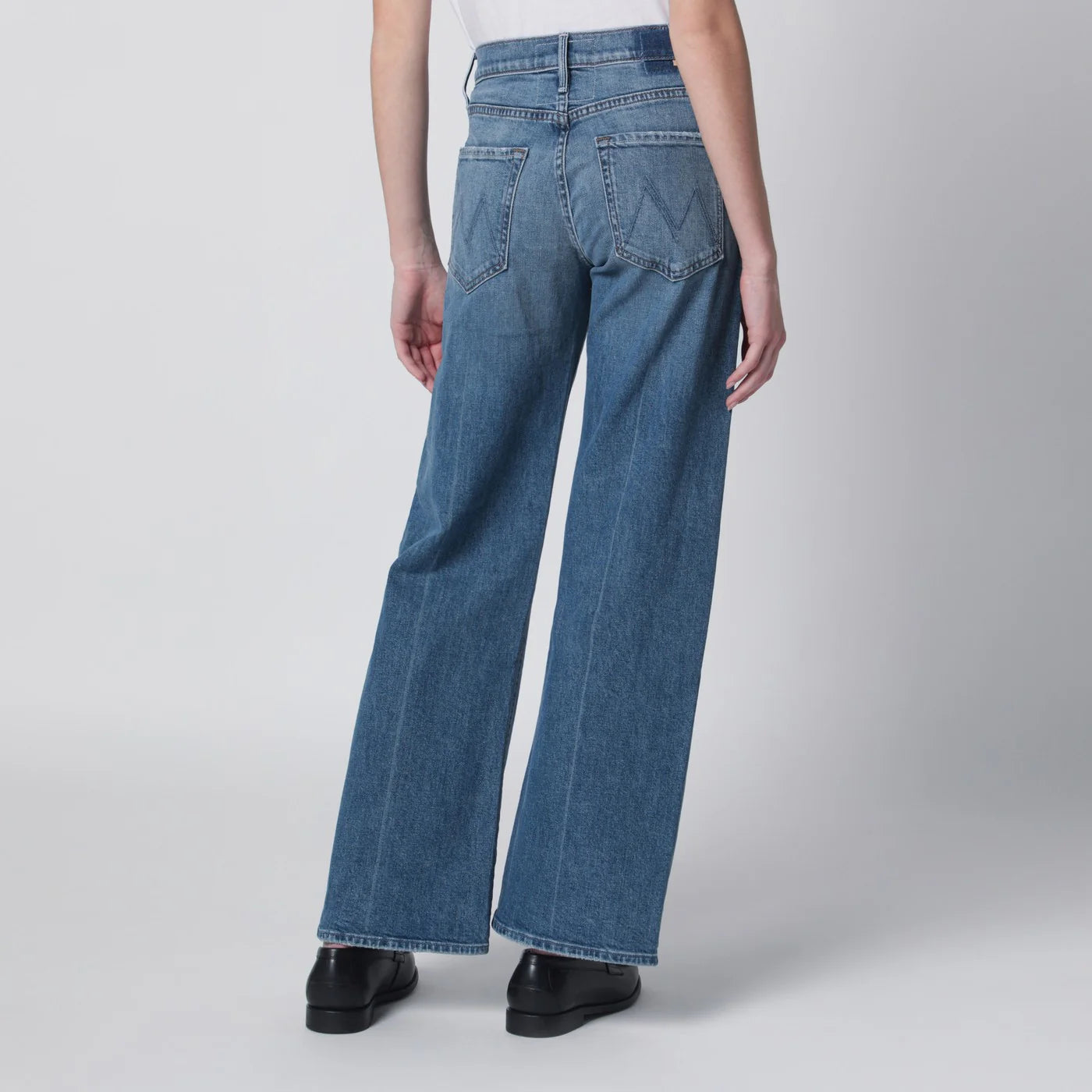 Mother The Mid Rise Lasso Sneak jeans in mid-blue wash