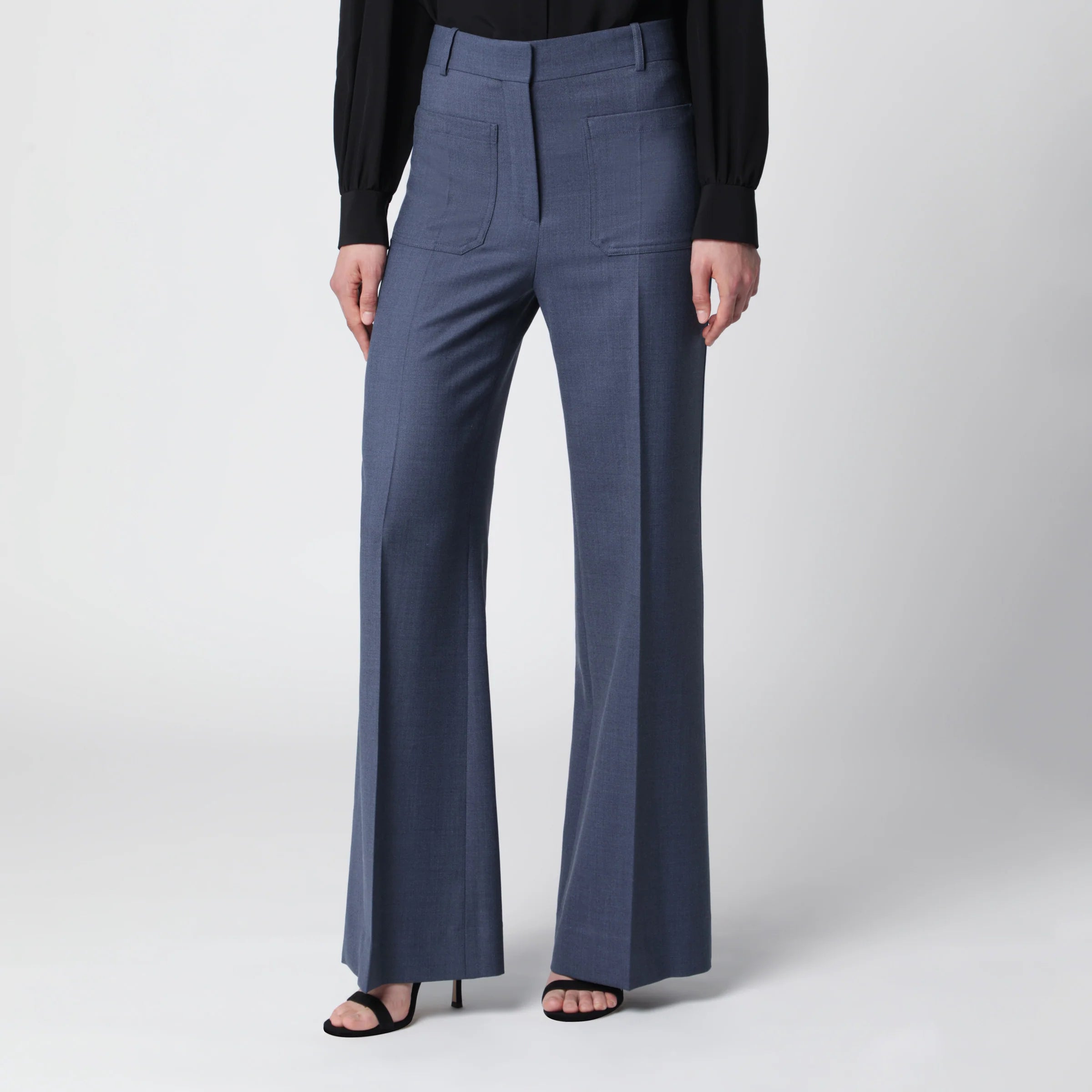 Victoria Beckham Alina trousers in blue mélange wool blend