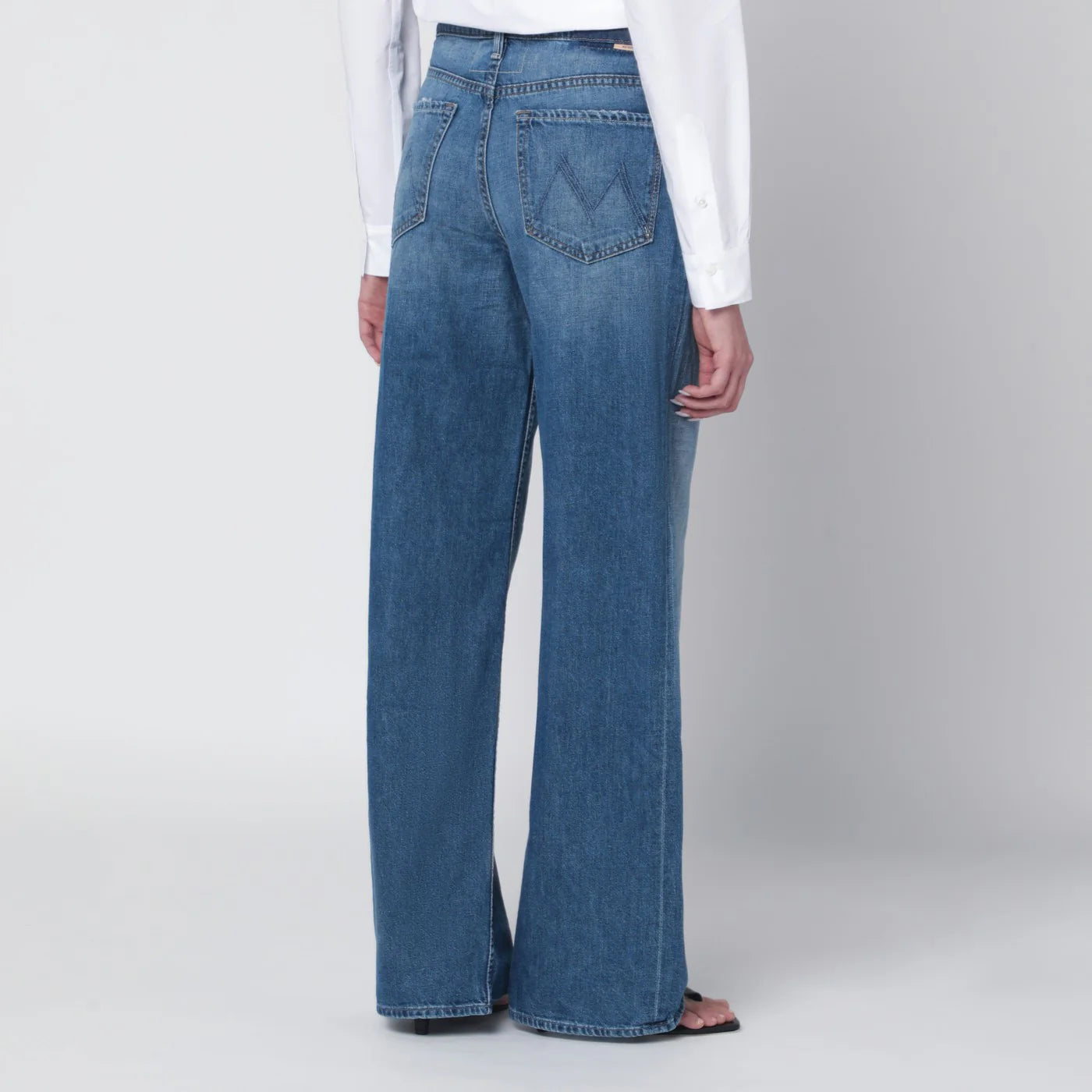 Mother Hit Shuffle washed blue wide-leg jeans