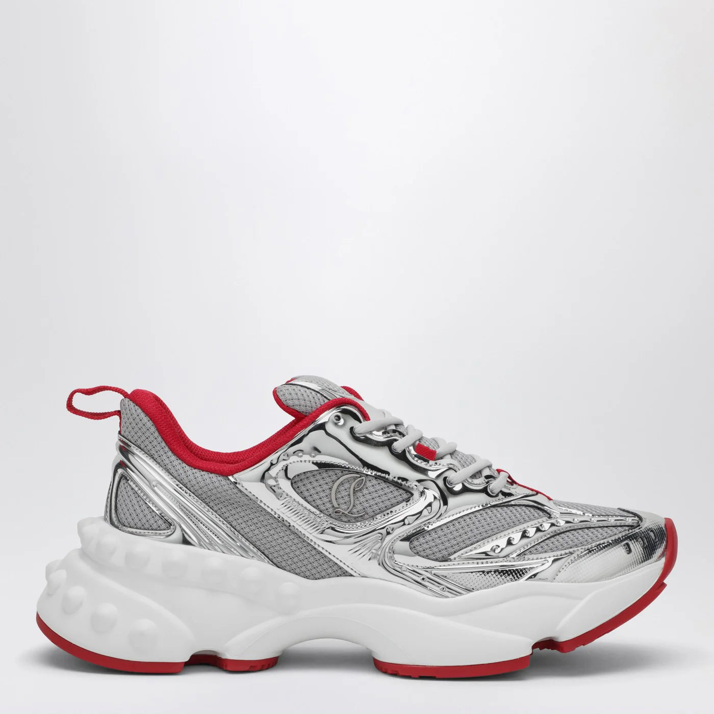 Christian Louboutin So Flo running sneaker Silver/Red