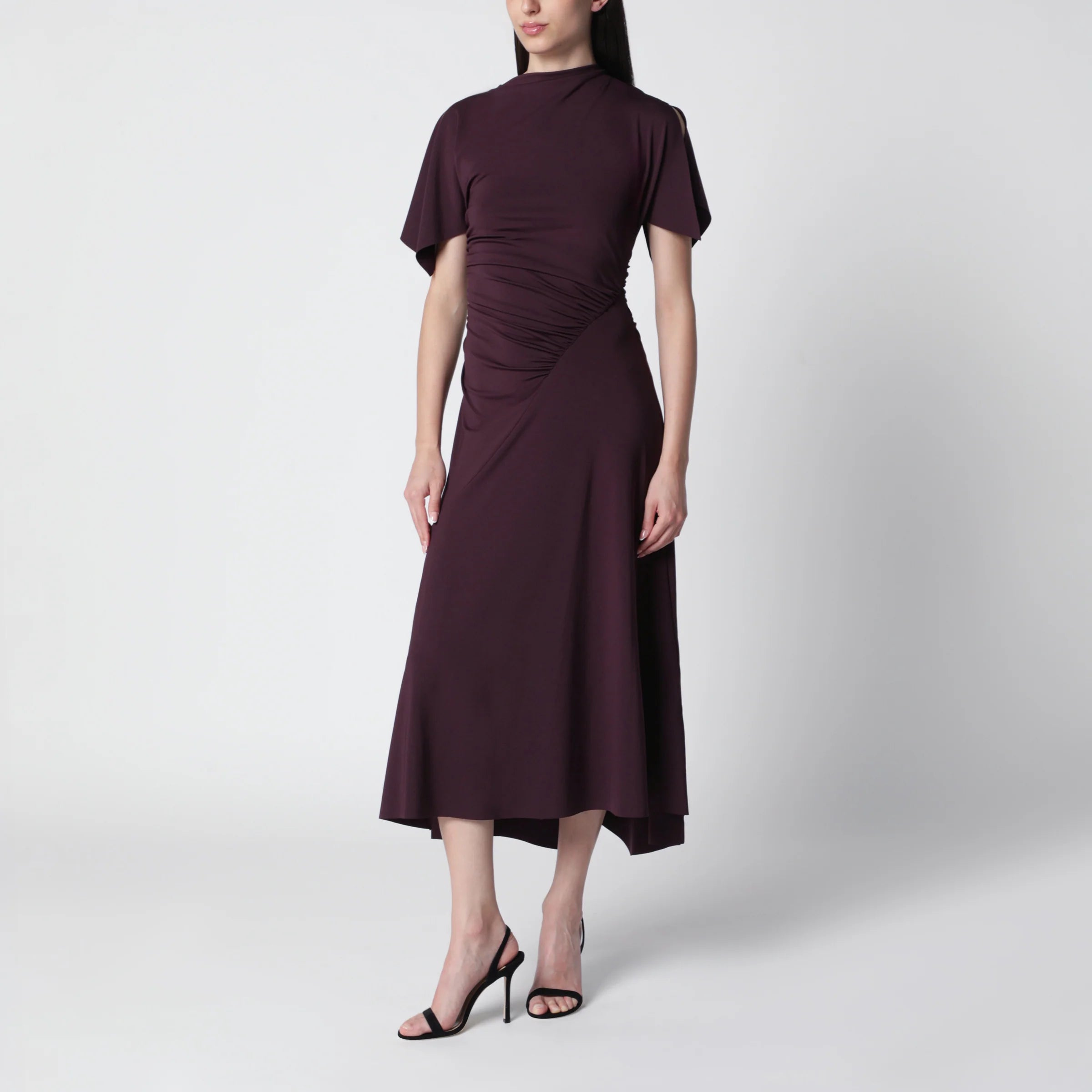 Victoria Beckham Blackcurrant black draped midi dress