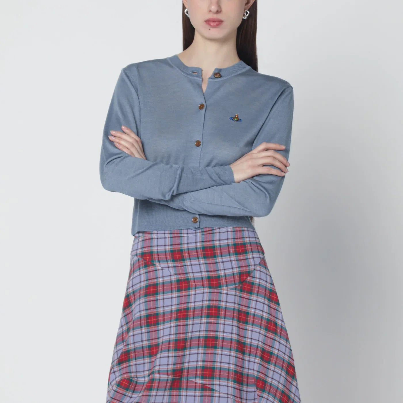 Vivienne Westwood Ice-blue cropped wool and silk cardigan