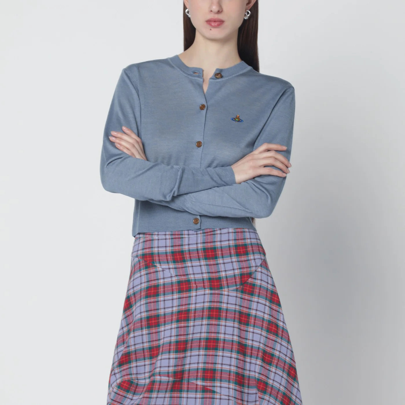 Vivienne Westwood Ice-blue cropped wool and silk cardigan