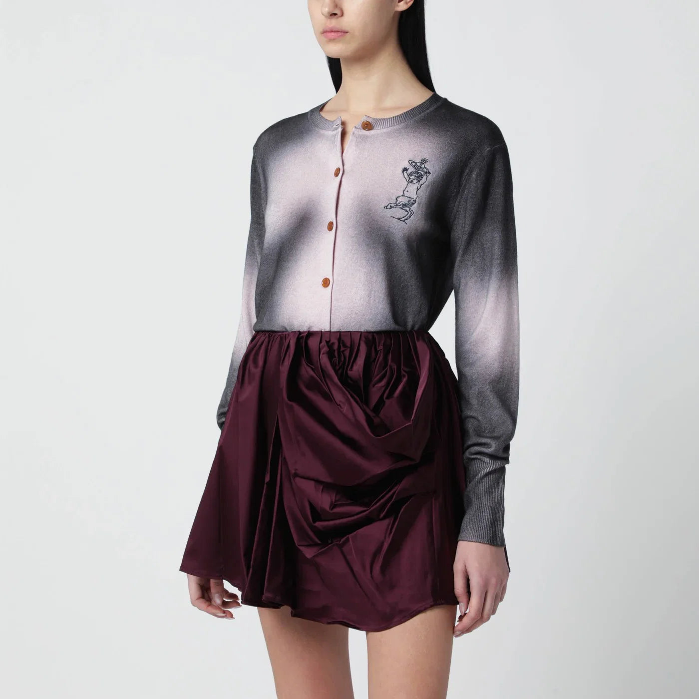 Vivienne Westwood Pink/black dégradé-effect cardigan