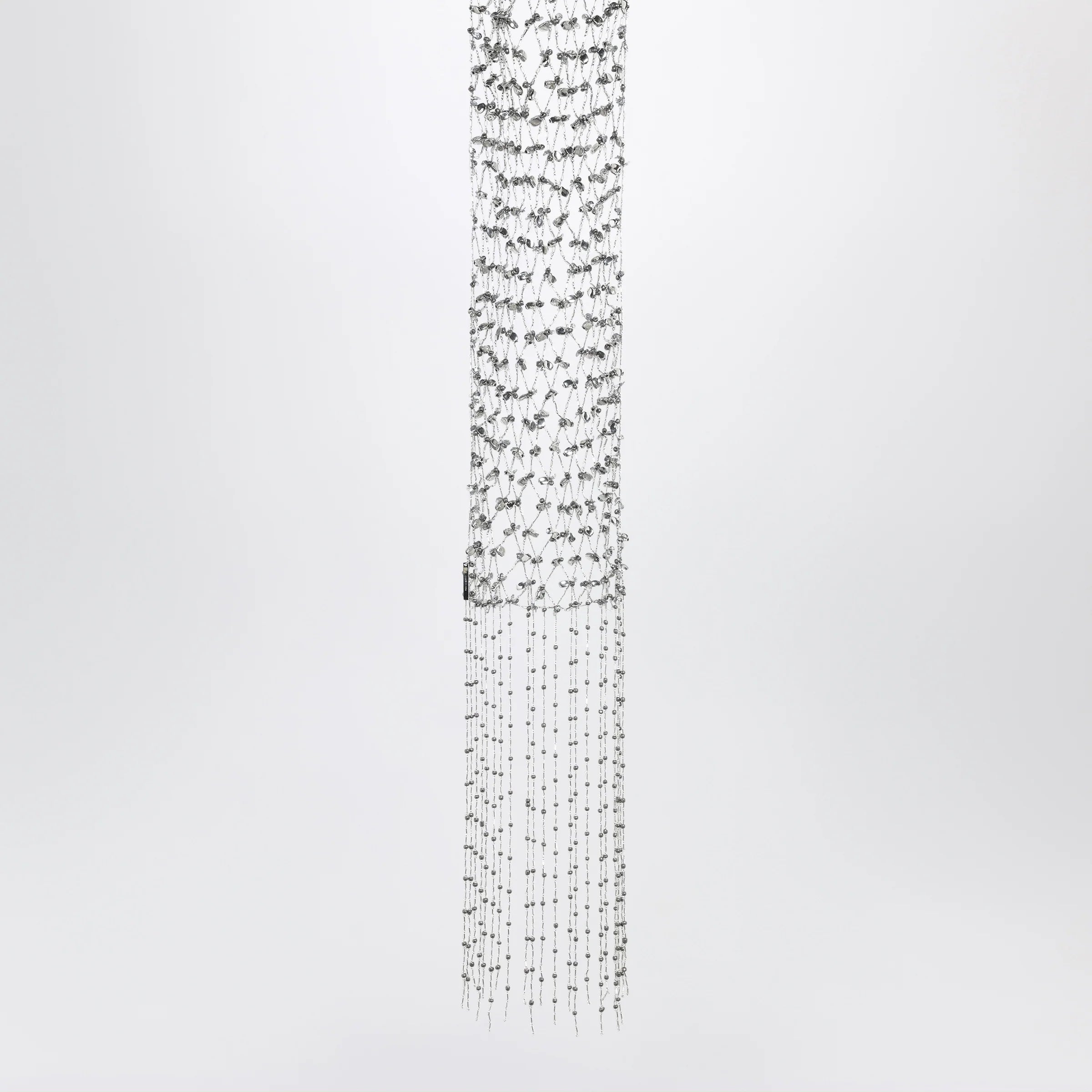 Dries Van Noten Silver beaded scarf with fringes