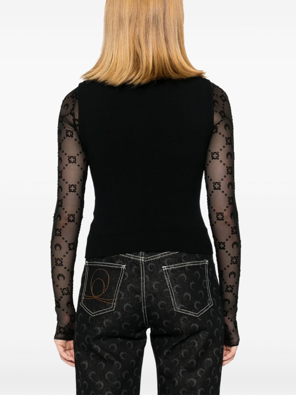 Marine Serre T-shirt me qëndisje Hëna në formë gjysmëhëne