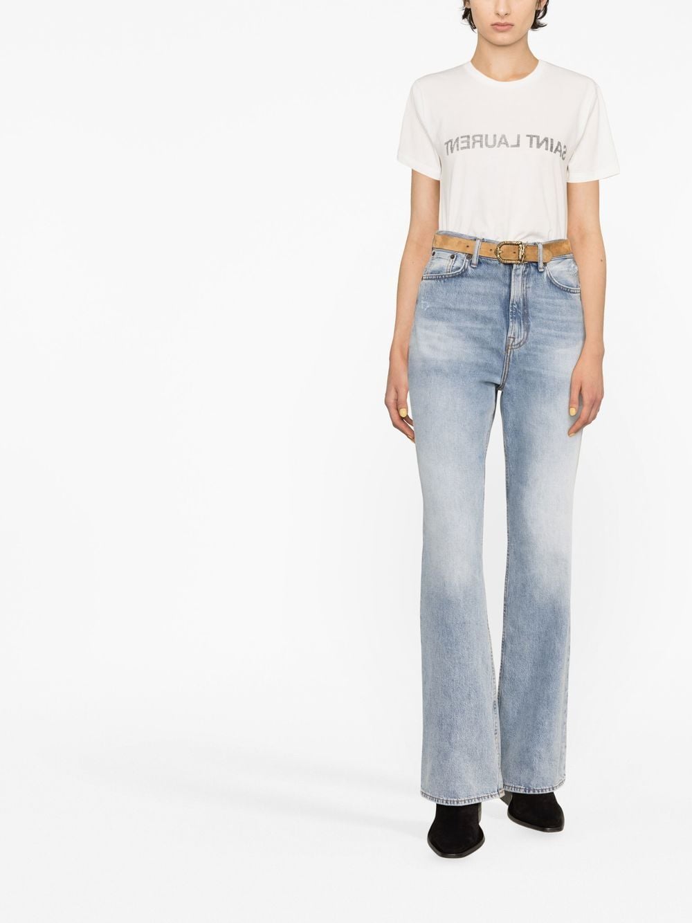 Majë me Stampë Logoje të Kthyer Saint Laurent