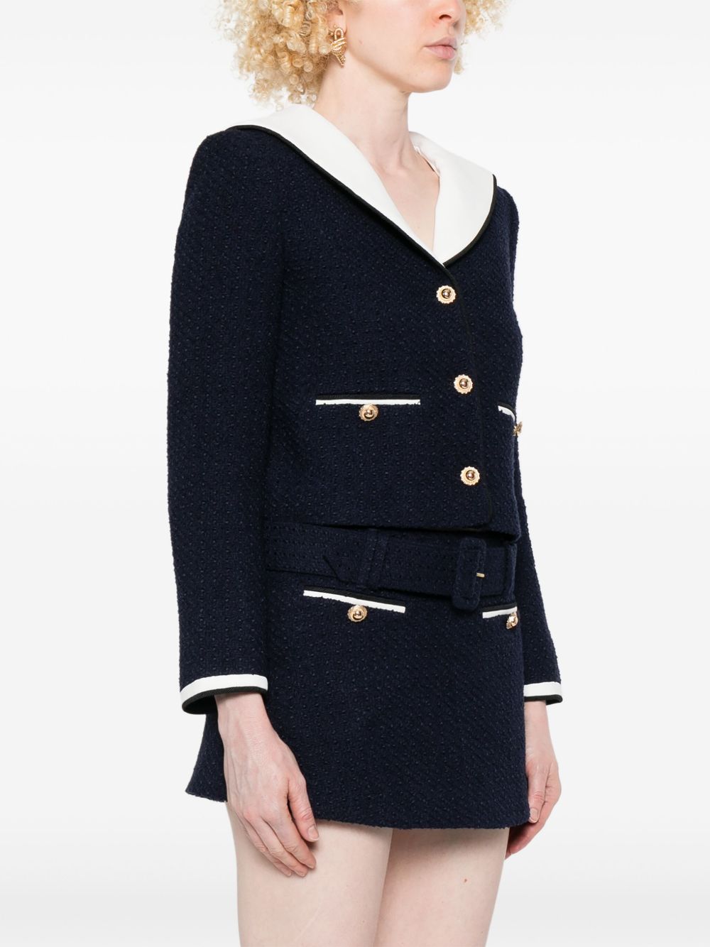 Self-Portrait Bouclé cropped jacket