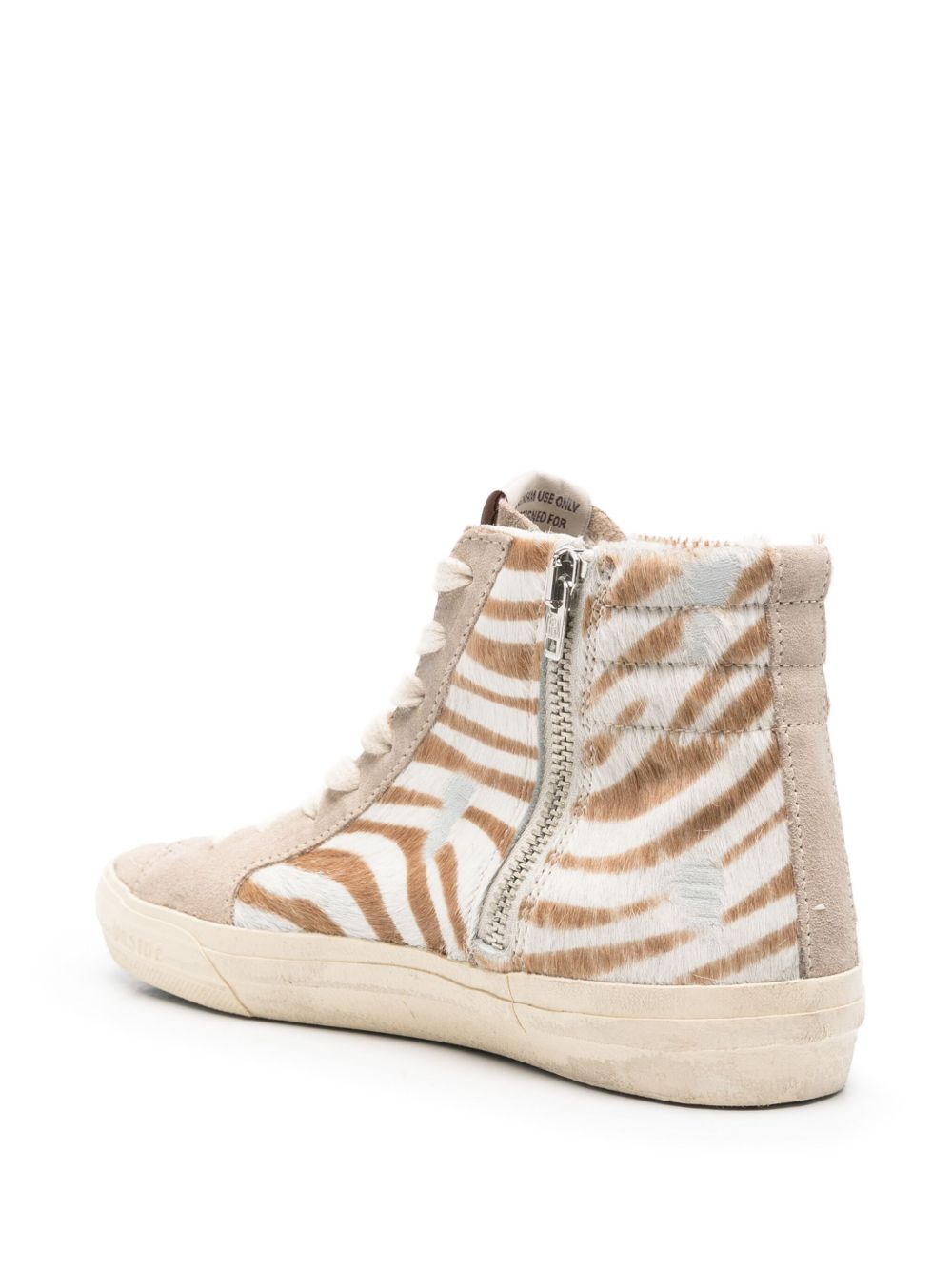 Golden Goose Slide me lëkurë ponie me print zebre dhe shkëlqim prej lëkure të laminuar