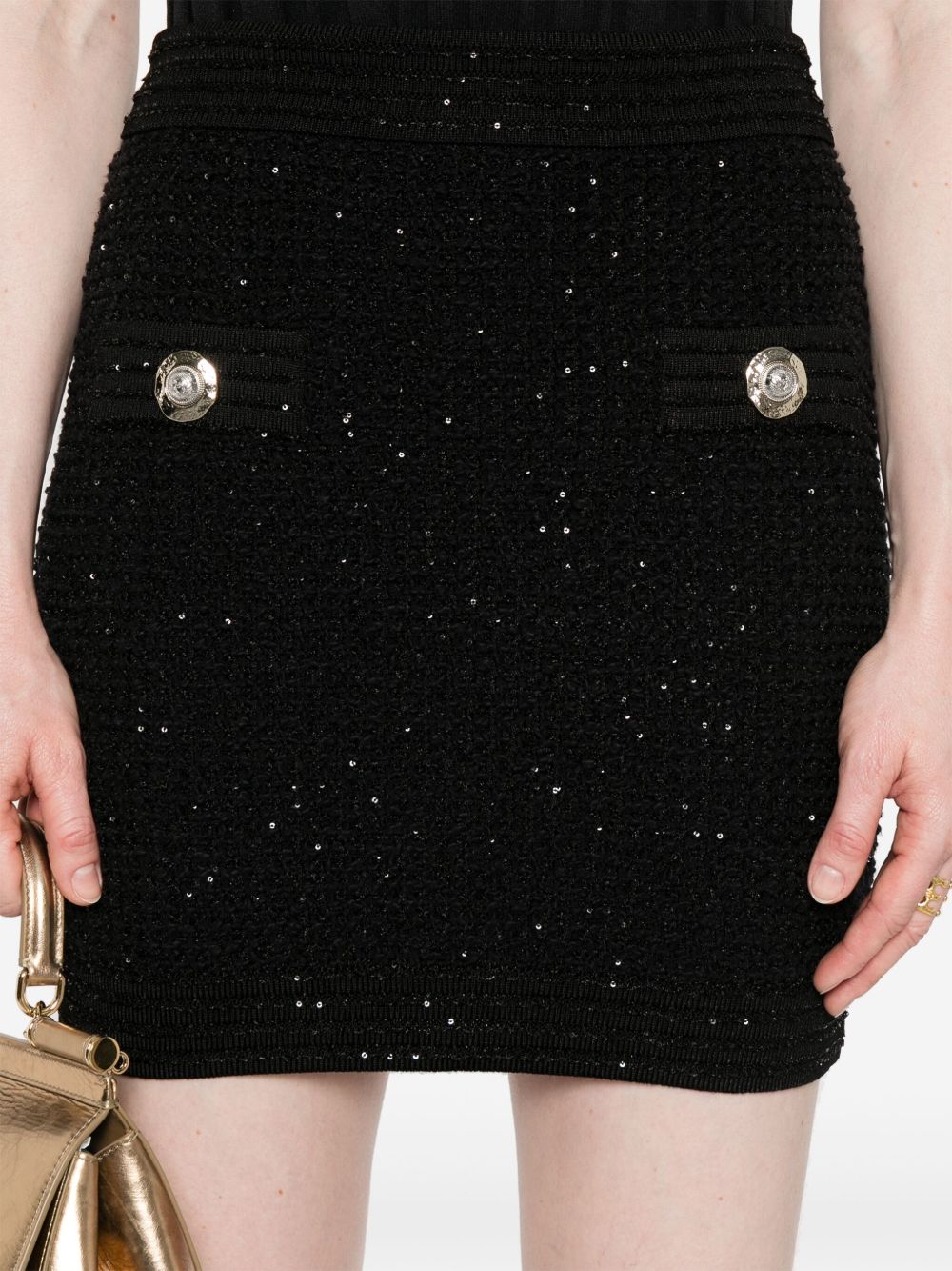Fund i shkurtër Balmain prej tweed-i