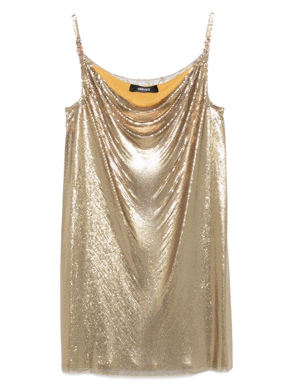 Fustan mini me rrjetë metalike Versace me slip