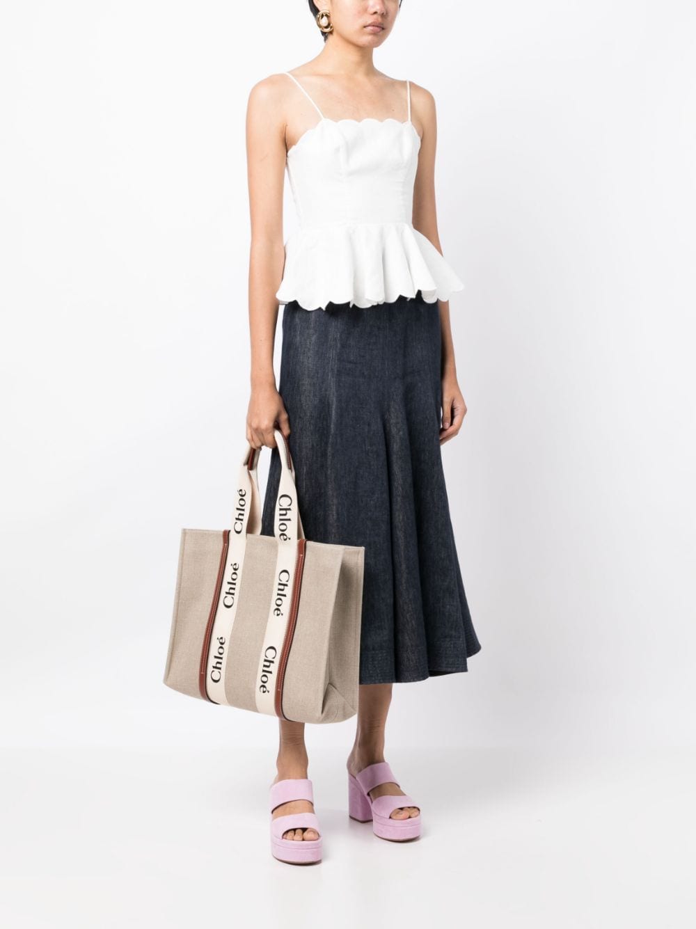 Chloé Tote bag Woody in lino