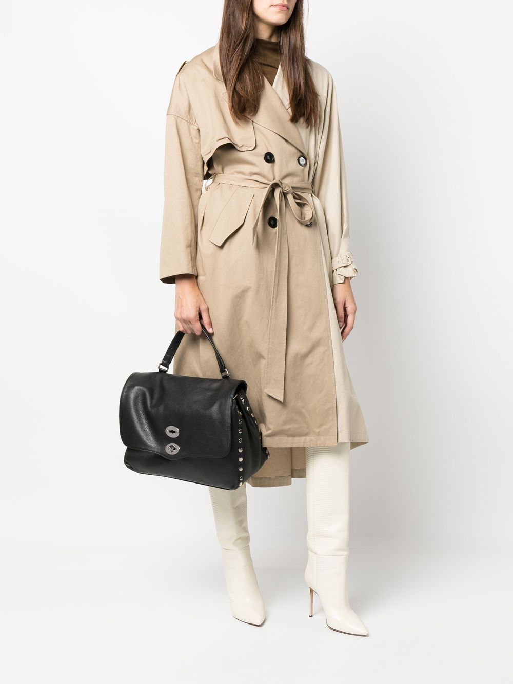 Zanellato Postina® Medium Bag In Hammered Leather Black