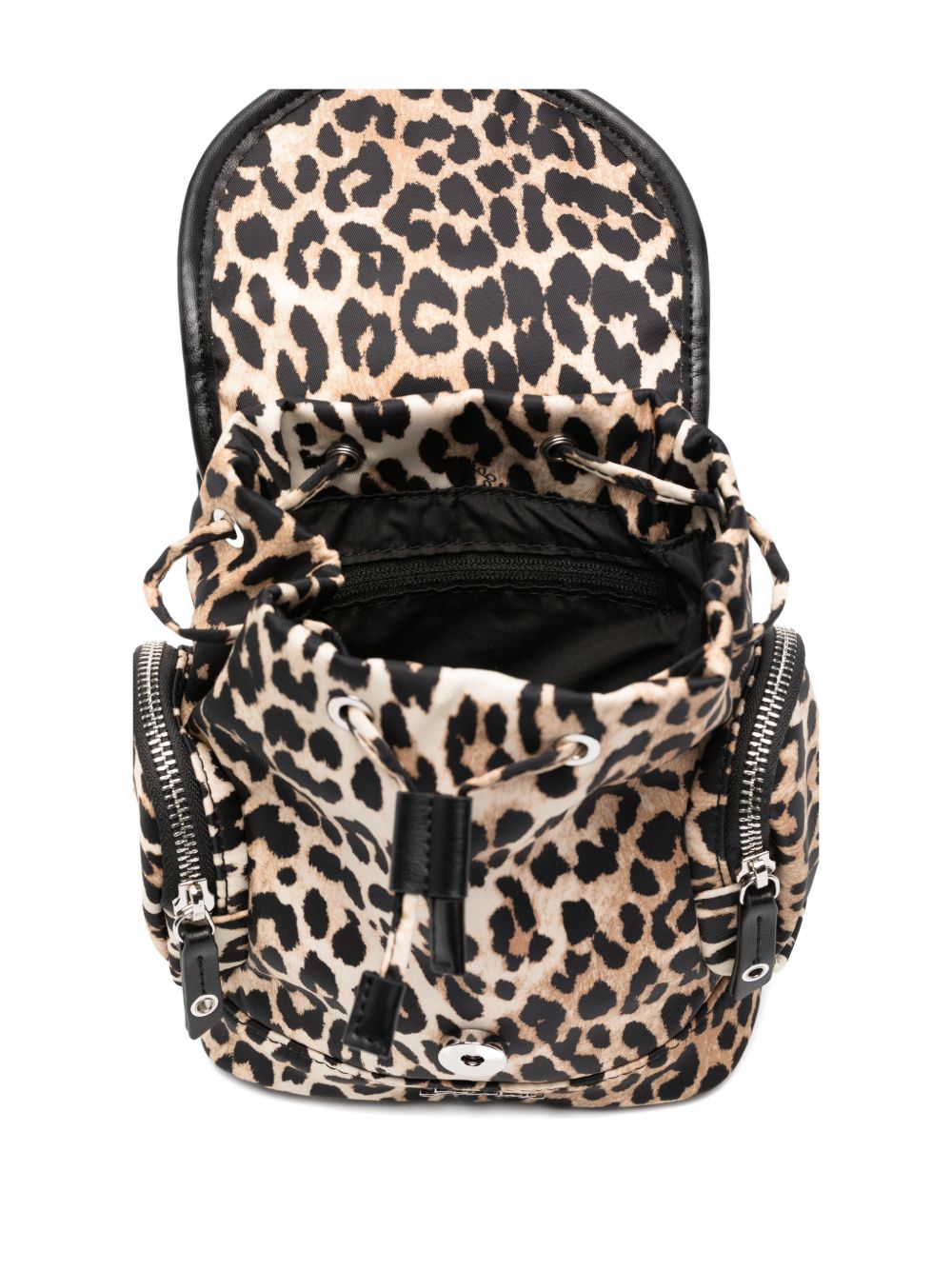Ganni Leopard Small Nylon Bucky Backpack