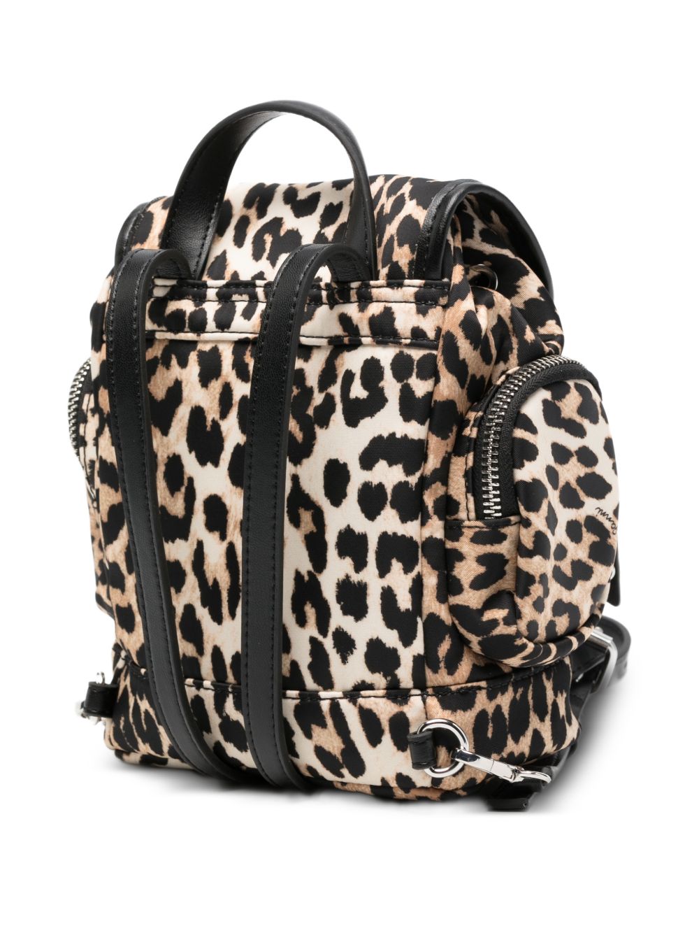 Ganni Leopard Small Nylon Bucky Backpack
