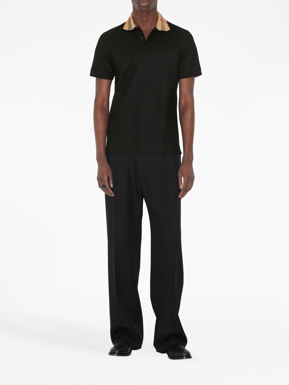 Burberry Check collar cotton polo shirt