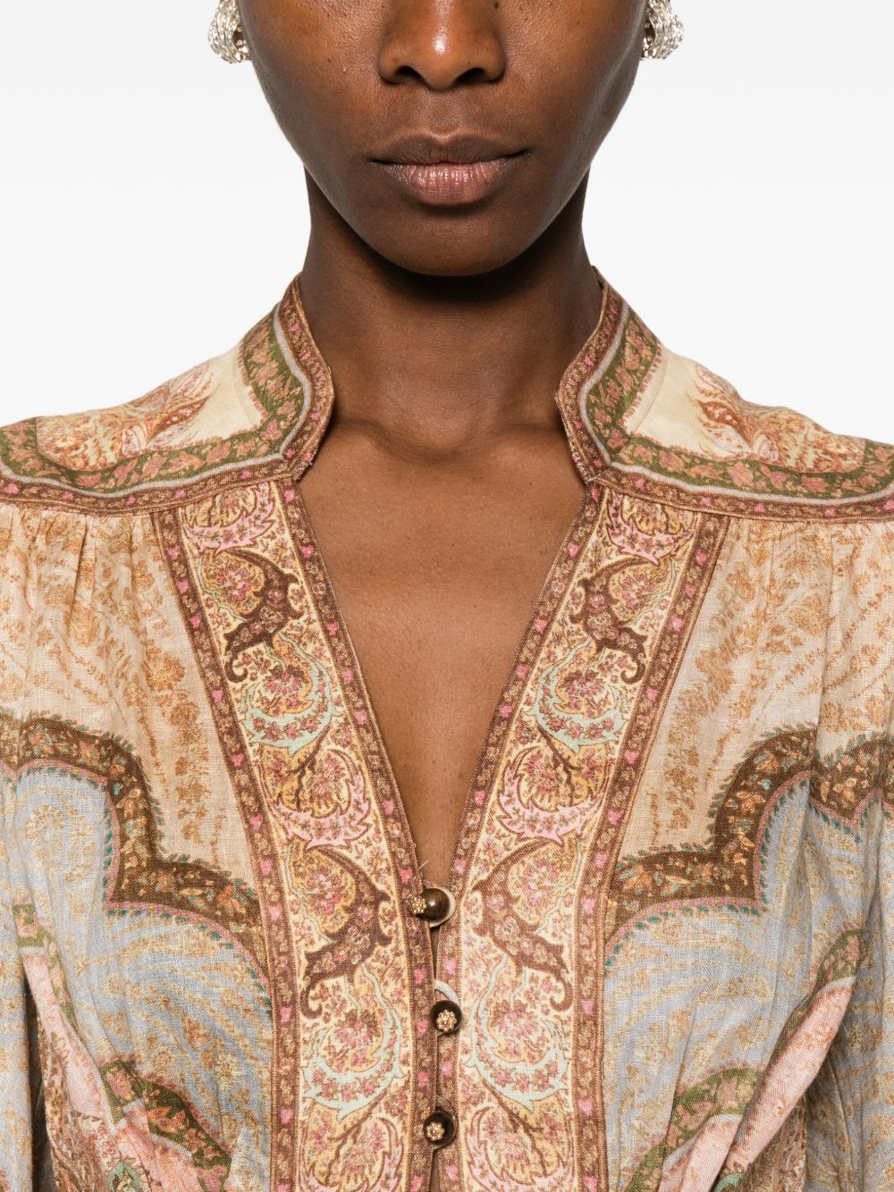 Zimmermann V-neck long sleeves Wanderlust linen midi dress